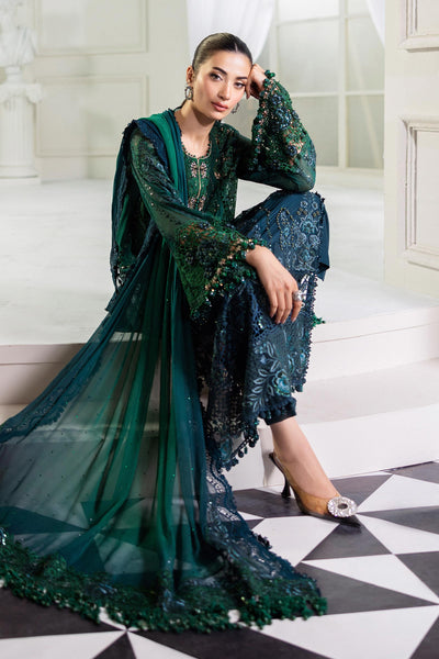 Maria B | Embroidered Chiffon Suit | MPC-25-106 -  Maria B Unstitched Chiffon - Original Designer Dress - House of Maryam