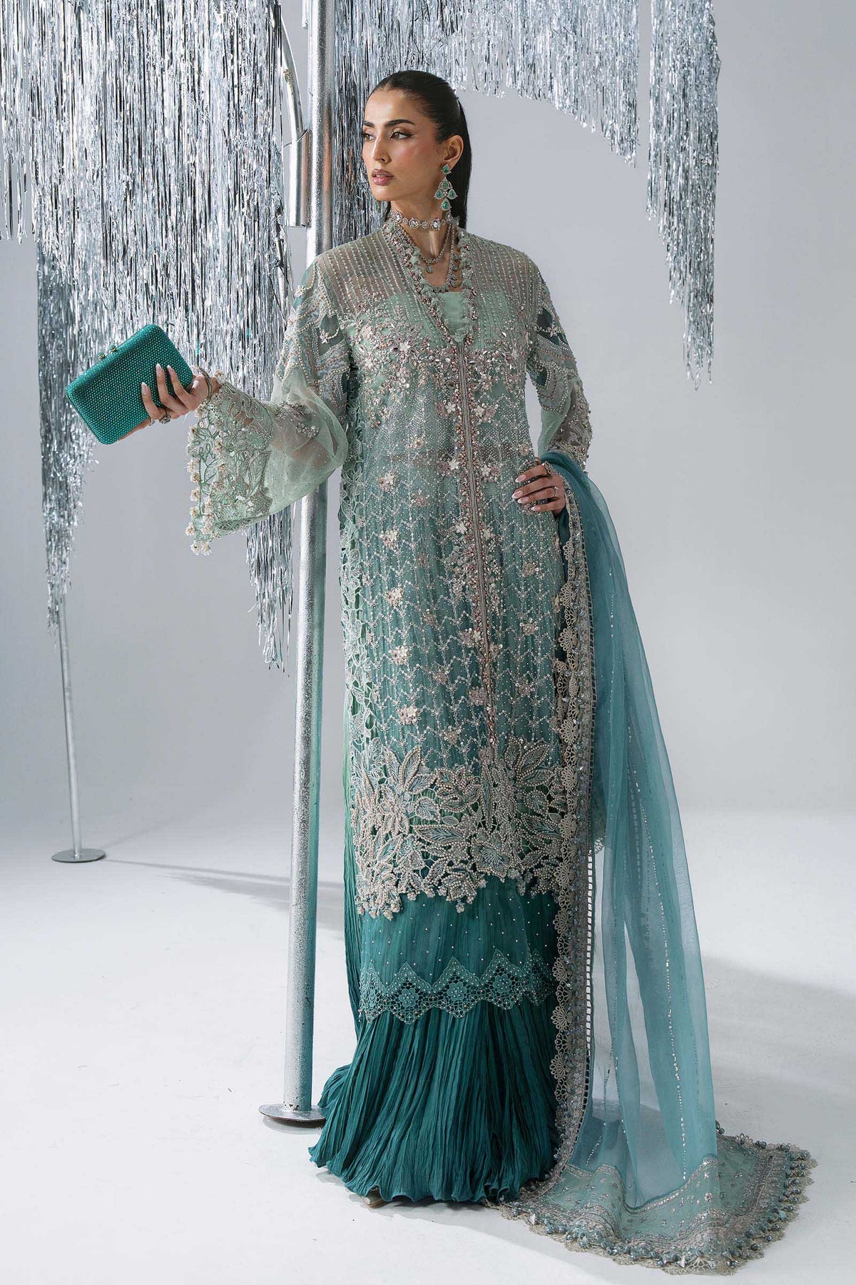 Maria B | Mbroidered Wedding Formals 26 | BD-3107-Sea Green, image 2