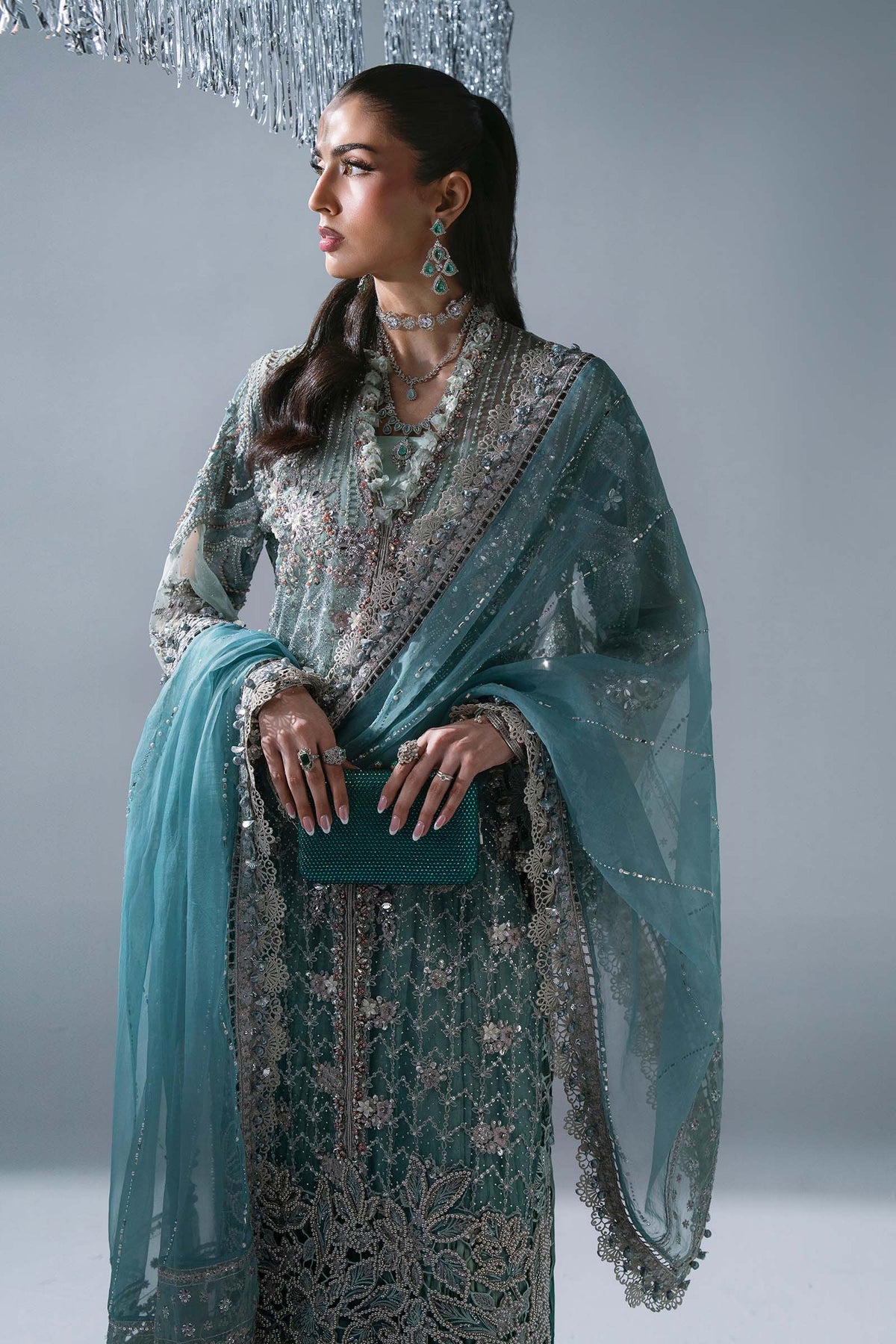Maria B | Mbroidered Wedding Formals 26 | BD-3107-Sea Green, image 3