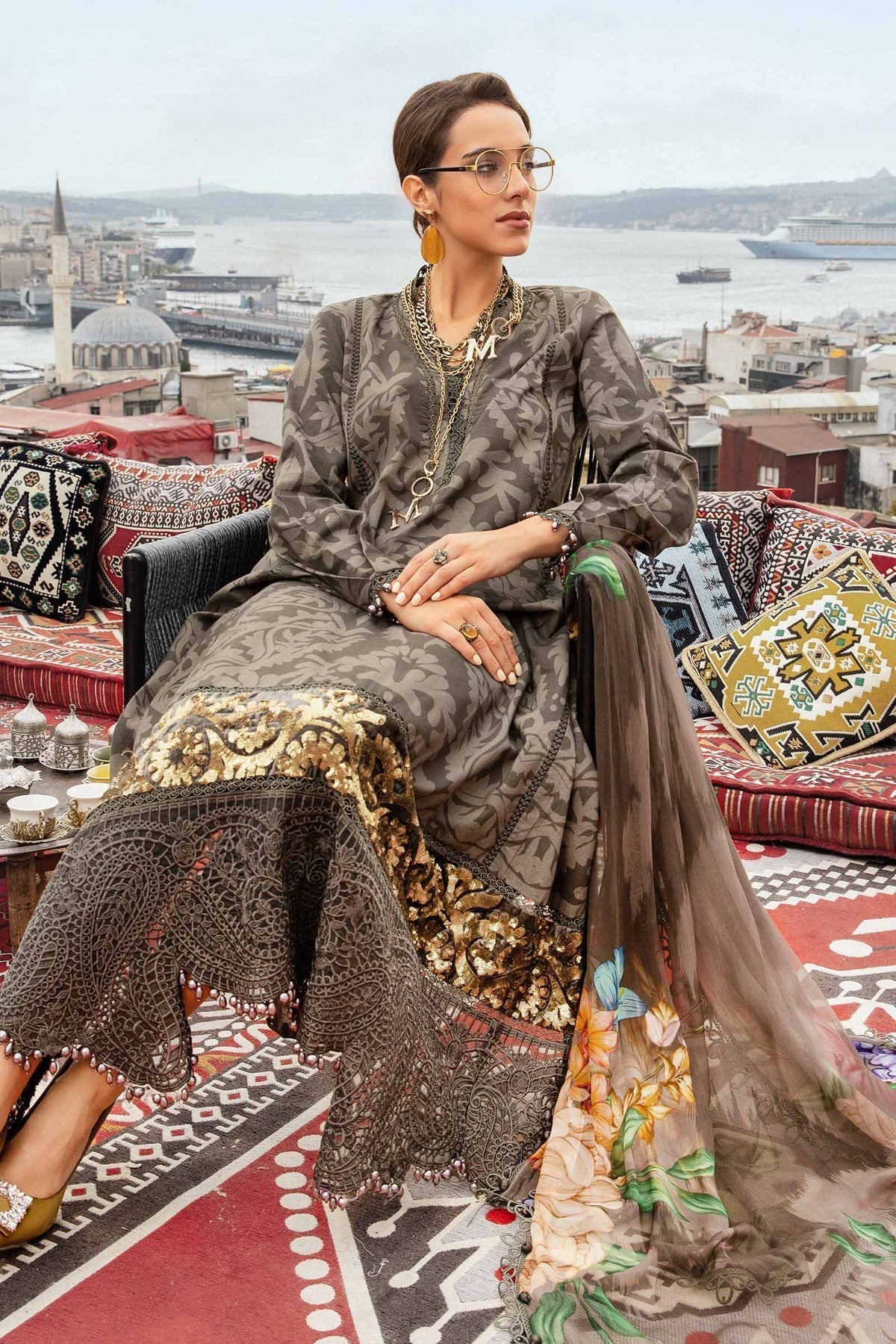 Maria B | M Prints Fall Edit 24 | MPT-2307-A -  Maria B Luxury - Original Designer Dress - House of Maryam