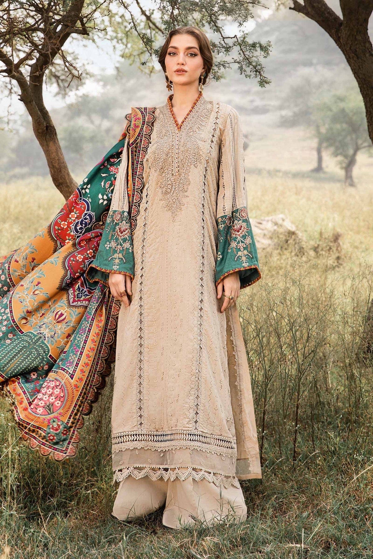 Maria B | M Prints Winter 24 | MPT-2407-A -  Maria B Ladies Clothes - Original Designer Dress - House of Maryam