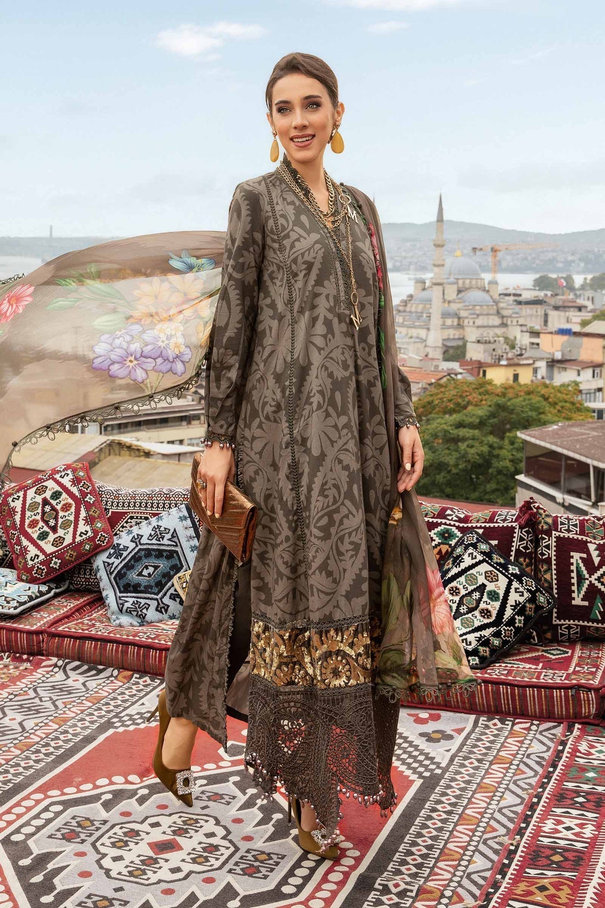 Maria B | M Prints Fall Edit 24 | MPT-2307-A -  Maria B Luxury - Original Designer Dress - House of Maryam