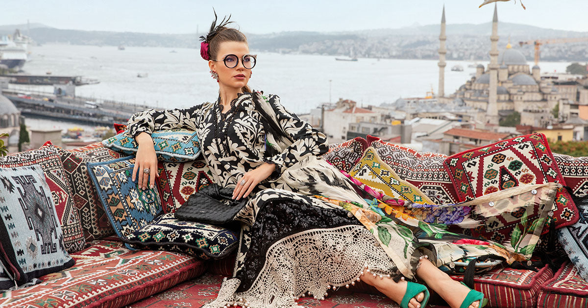 Maria B | M Prints Fall Edit 24 | MPT-2307-B -  Maria B Luxury - Original Designer Dress - House of Maryam