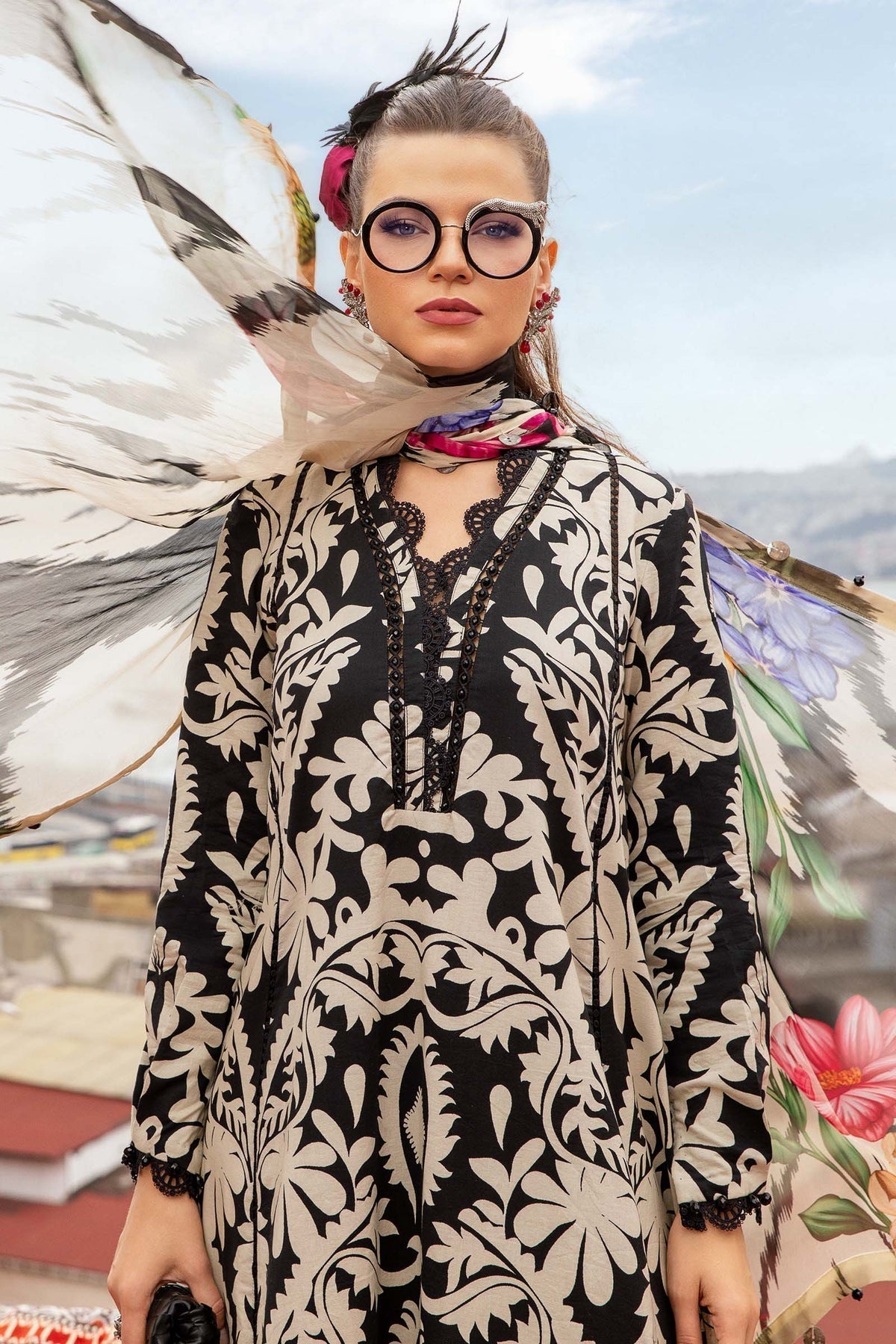 Maria B | M Prints Fall Edit 24 | MPT-2307-B -  Maria B Luxury - Original Designer Dress - House of Maryam