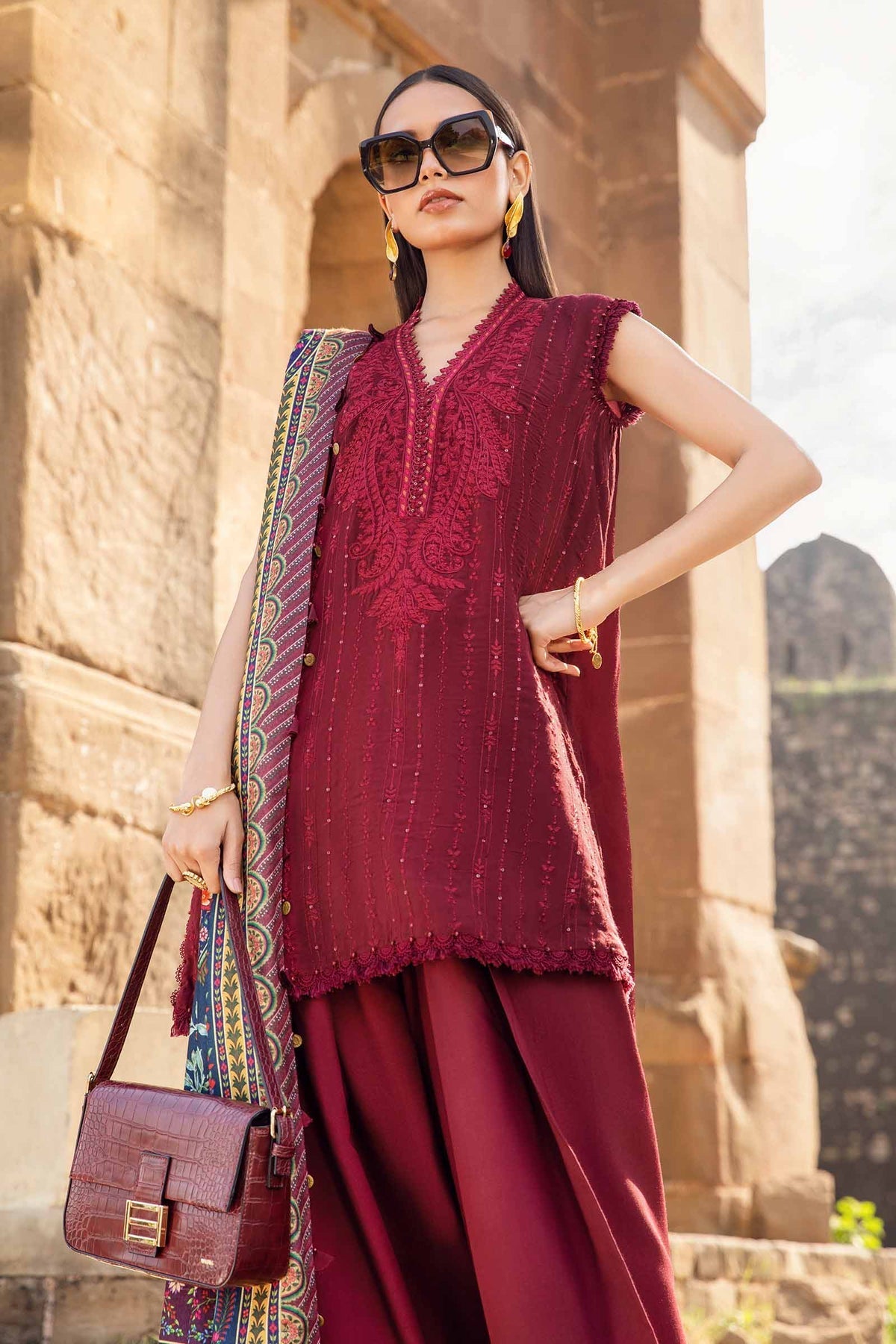 Maria B | M Prints Winter 24 | MPT-2407-B -  Maria B Ladies Clothes - Original Designer Dress - House of Maryam