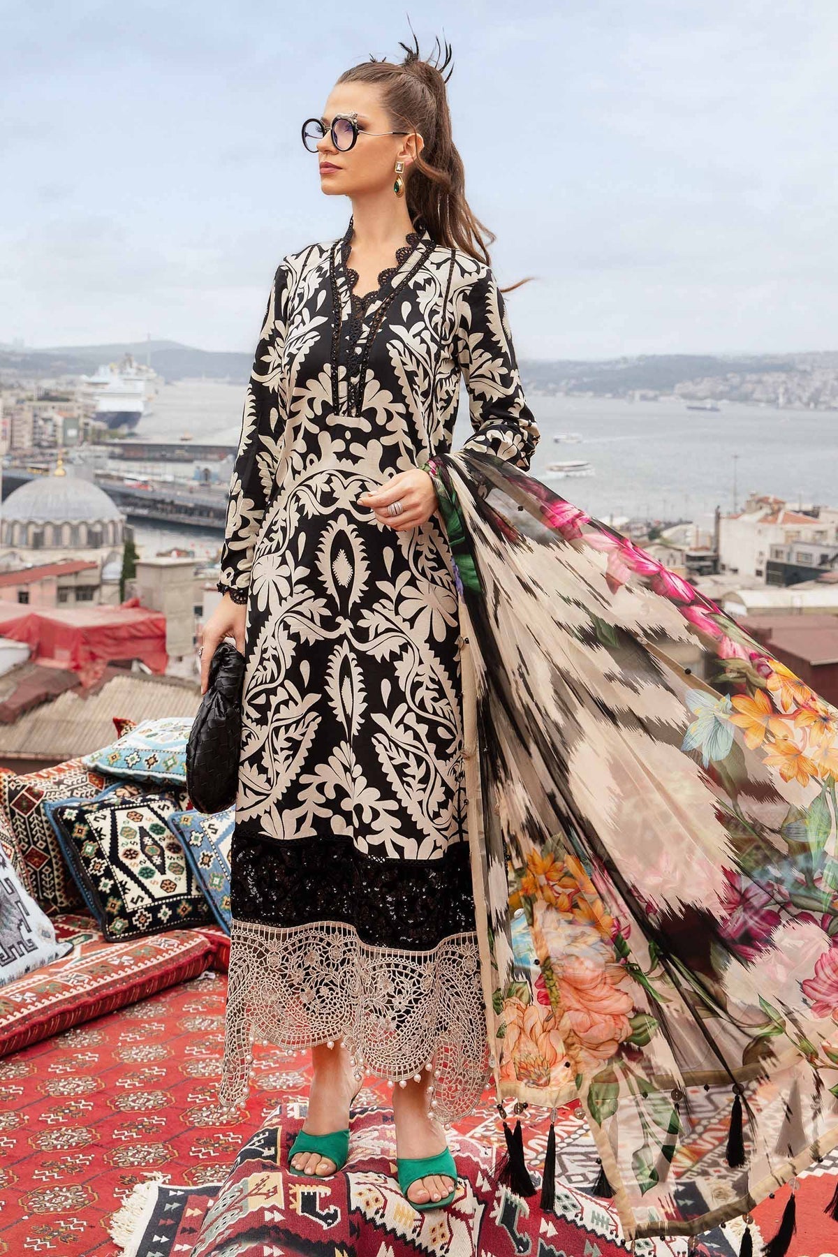 Maria B | M Prints Fall Edit 24 | MPT-2307-B -  Maria B Luxury - Original Designer Dress - House of Maryam