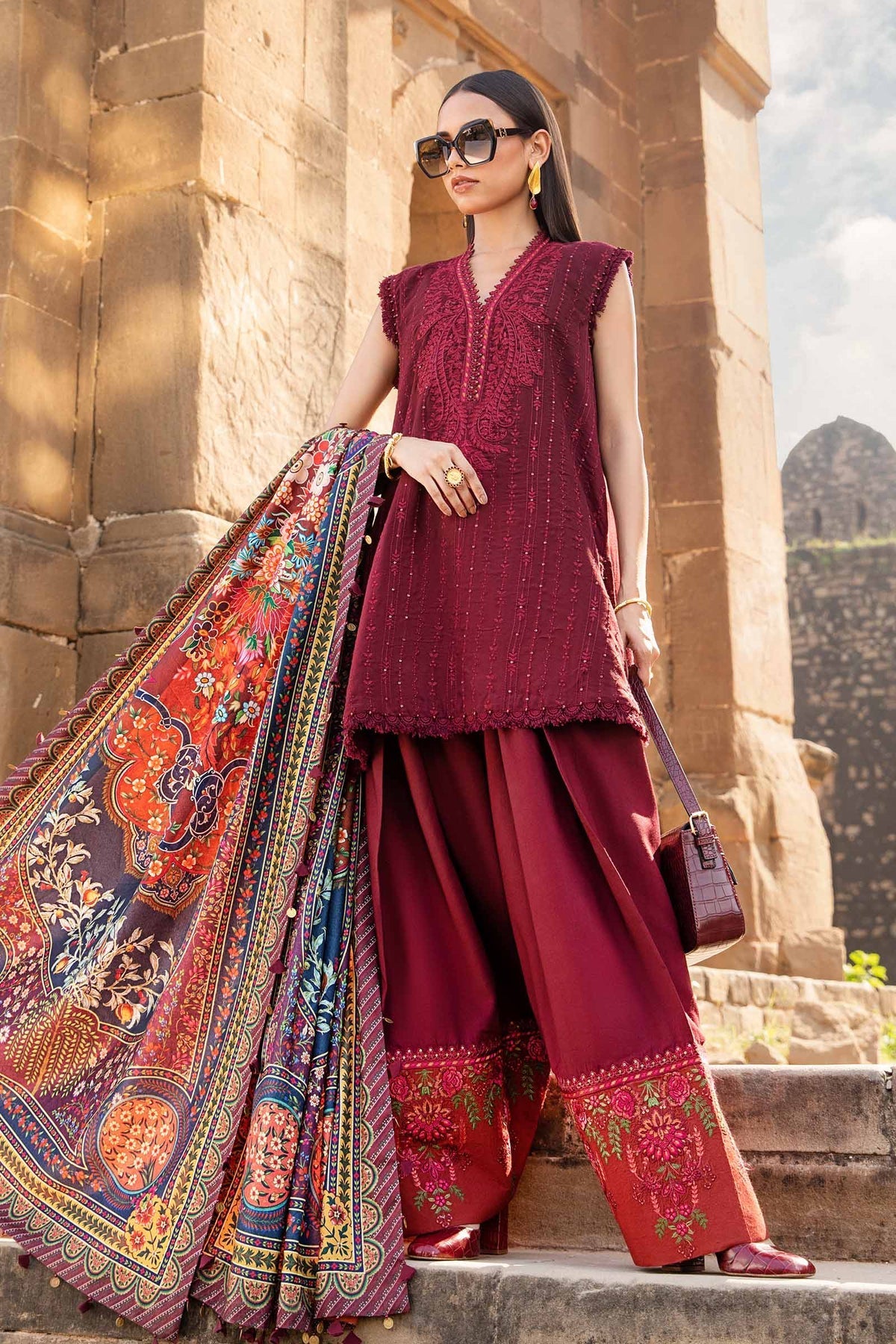 Maria B | M Prints Winter 24 | MPT-2407-B -  Maria B Ladies Clothes - Original Designer Dress - House of Maryam