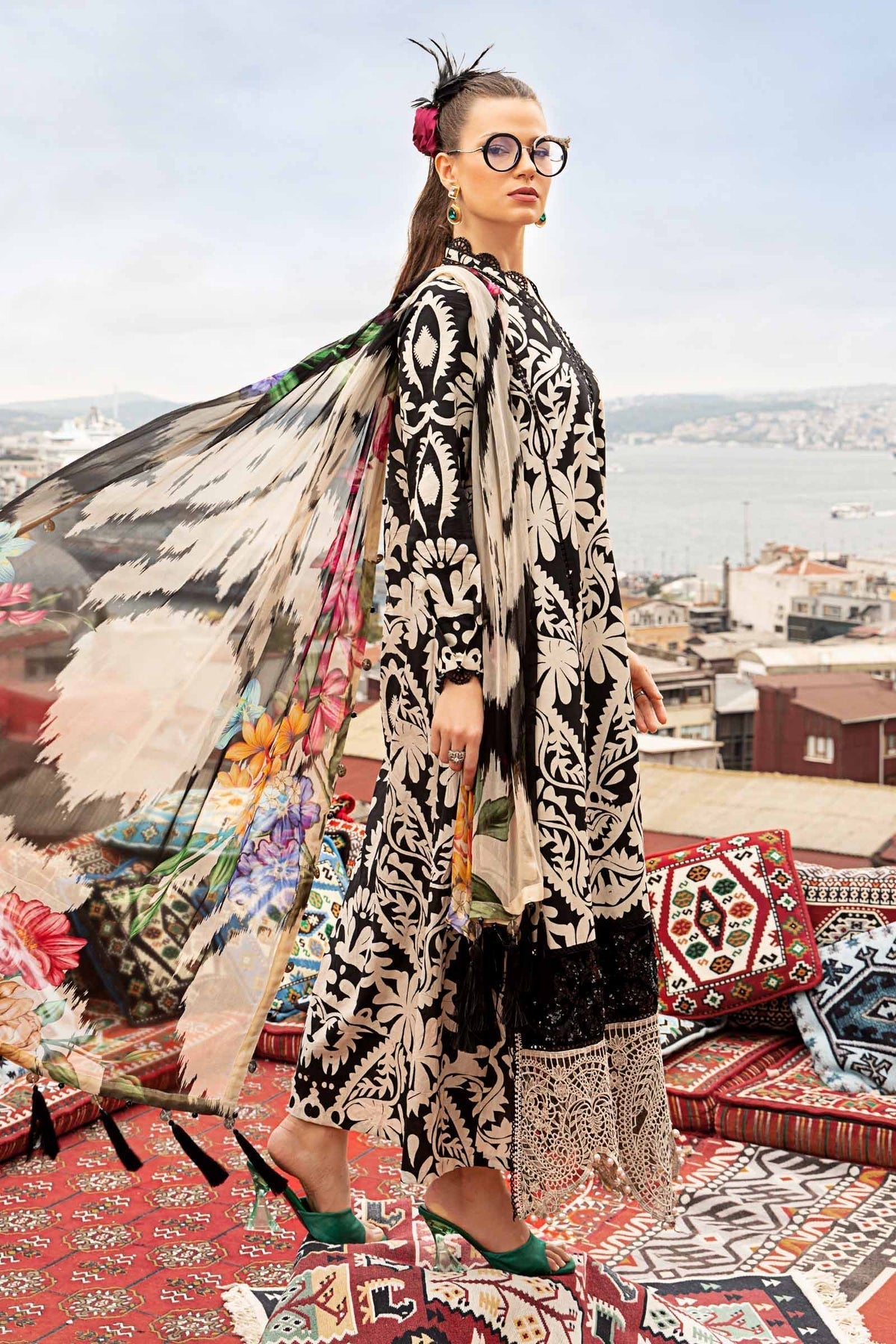 Maria B | M Prints Fall Edit 24 | MPT-2307-B -  Maria B Luxury - Original Designer Dress - House of Maryam