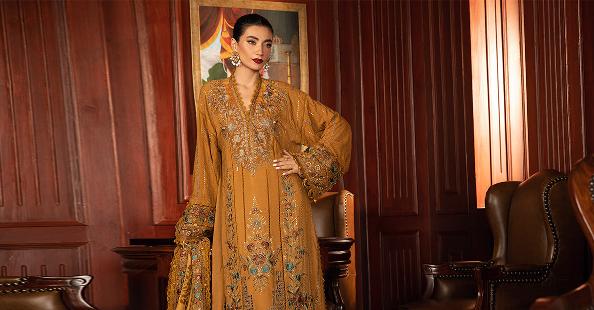 Maria B | Winter Luxe 24 | Velvet DL-1207 -  Maria B Ladies Clothes - Original Designer Dress - House of Maryam