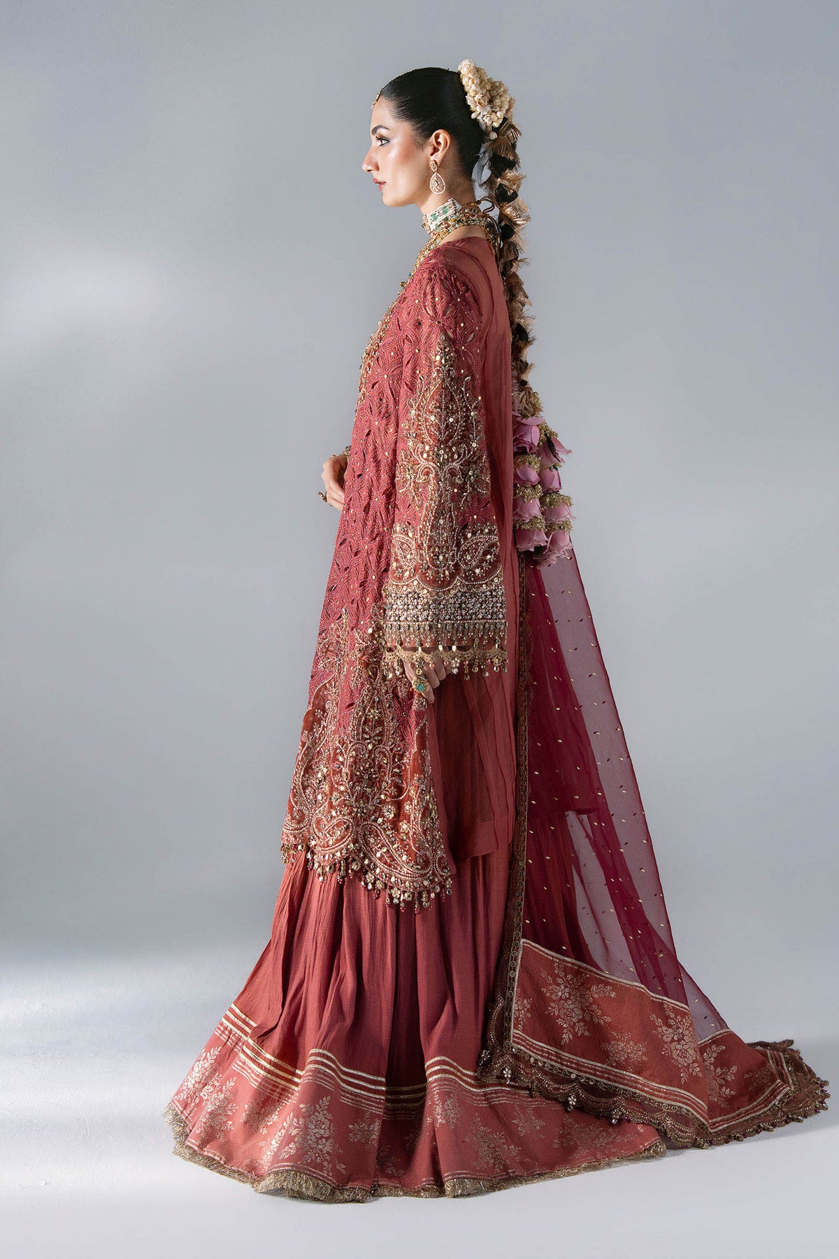 Maria B | Mbroidered Wedding Formals 26 | BD-3108-Deep Salmon pink, image 2