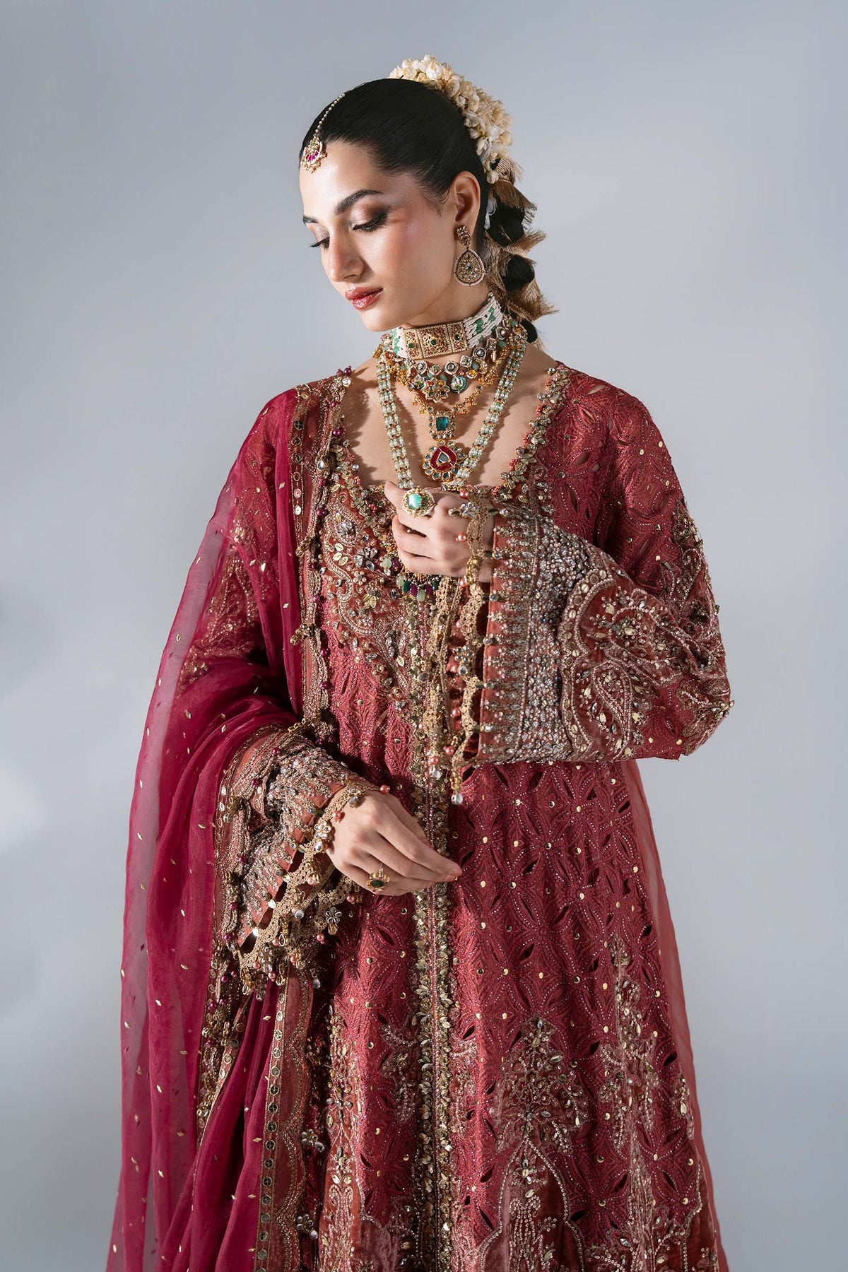 Maria B | Mbroidered Wedding Formals 26 | BD-3108-Deep Salmon pink, image 4