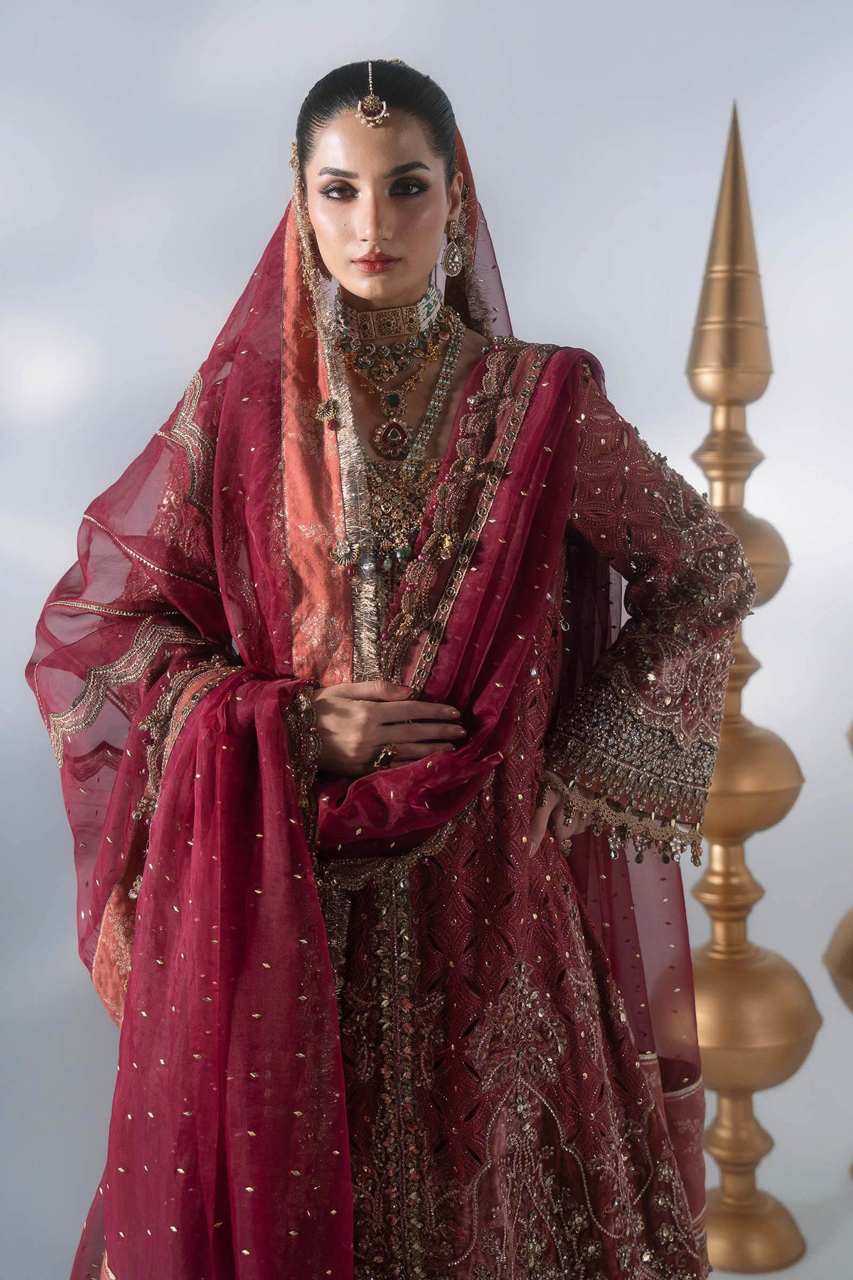 Maria B | Mbroidered Wedding Formals 26 | BD-3108-Deep Salmon pink, image 5