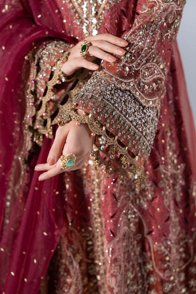 Maria B | Mbroidered Wedding Formals 26 | BD-3108-Deep Salmon pink