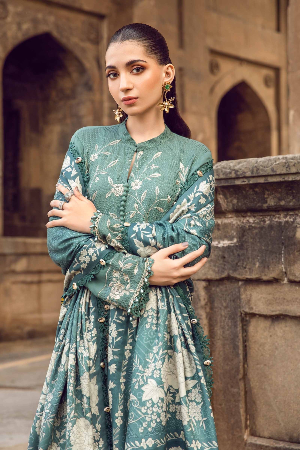 Maria B | M Prints Winter 24 | MPT-2408-A -  Maria B Ladies Clothes - Original Designer Dress - House of Maryam
