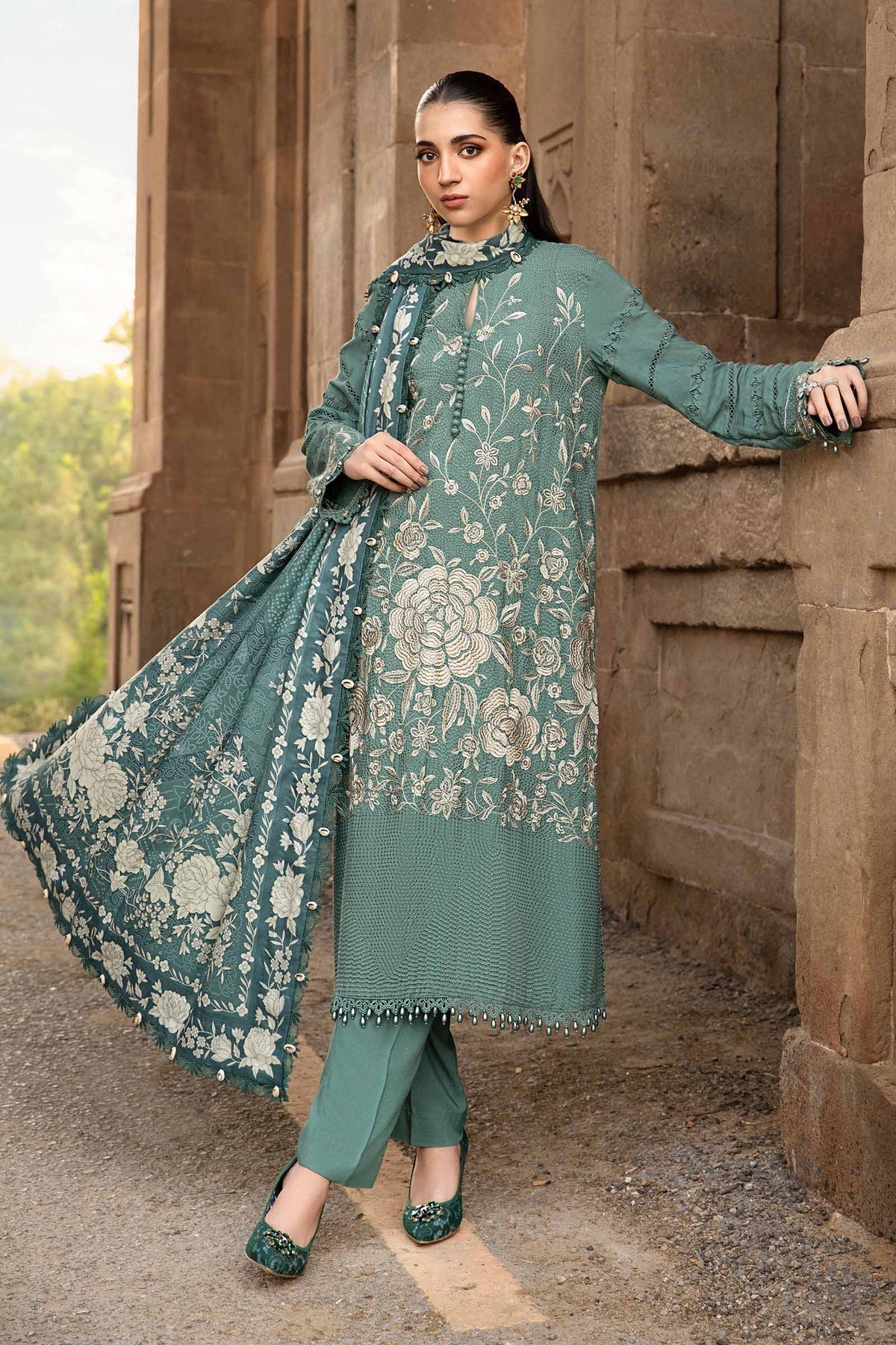 Maria B | M Prints Winter 24 | MPT-2408-A -  Maria B Ladies Clothes - Original Designer Dress - House of Maryam