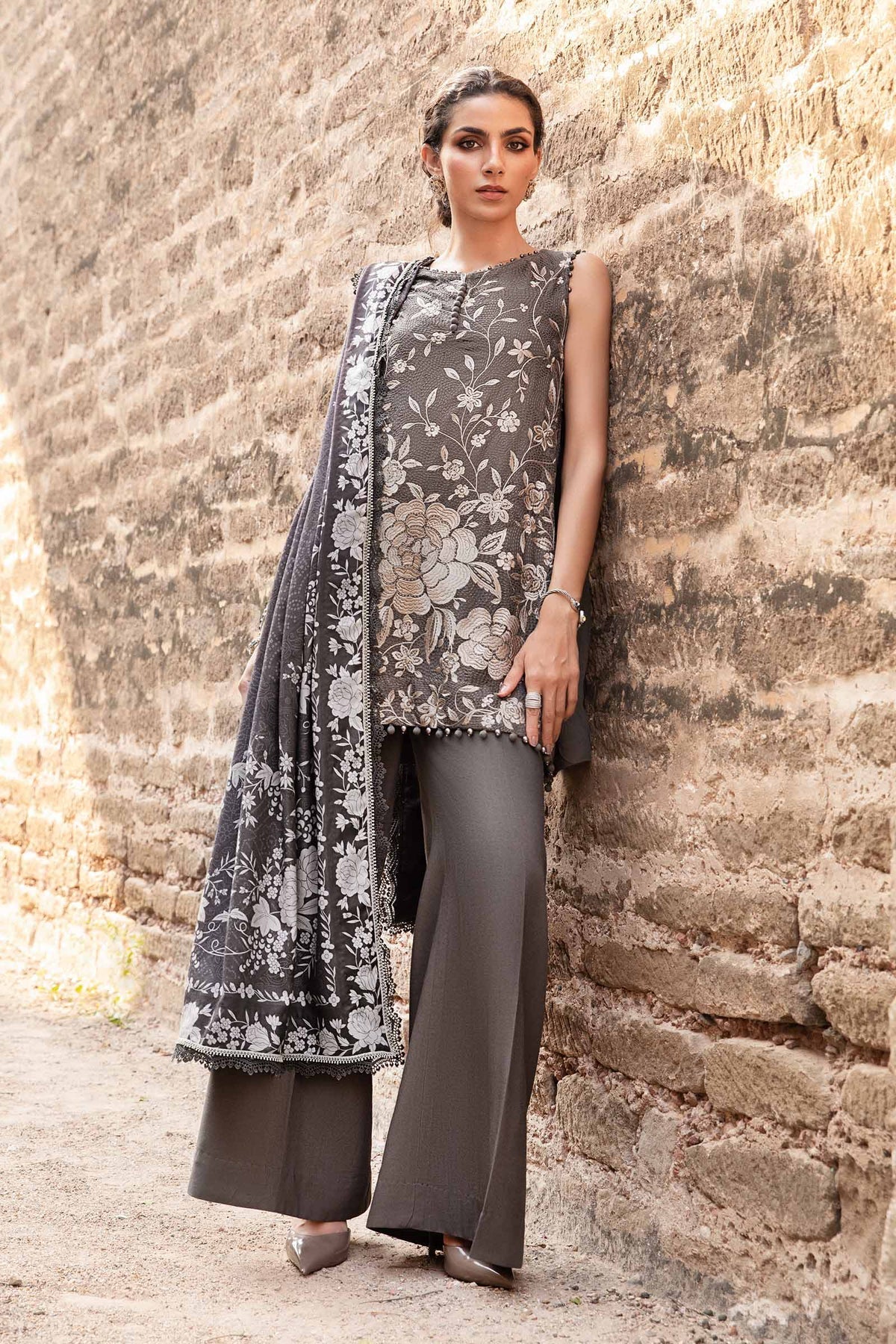 Maria B | M Prints Winter 24 | MPT-2408-B -  Maria B Ladies Clothes - Original Designer Dress - House of Maryam