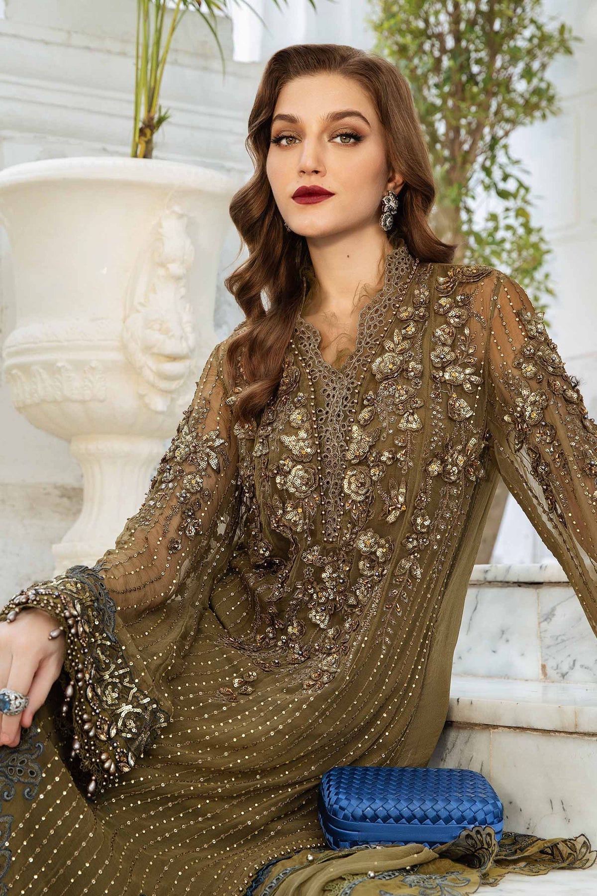 Maria B | Chiffon Formals 24 | Chiffon Suit | MPC-24-108 -  Maria B Formal - Original Designer Dress - House of Maryam