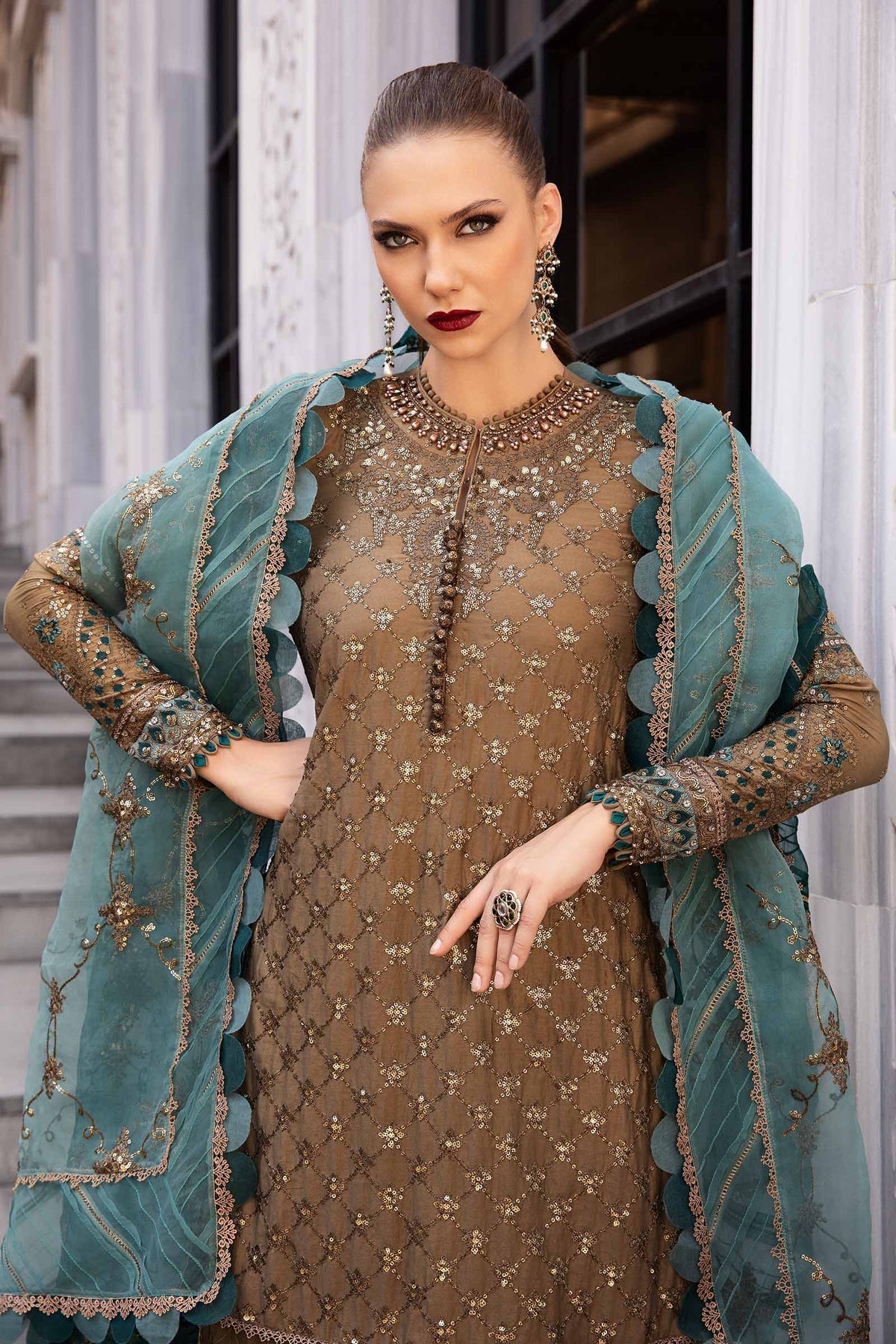 Maria B | Sateen Formals 24 | CST-808 -  Maria B Formal - Original Designer Dress - House of Maryam