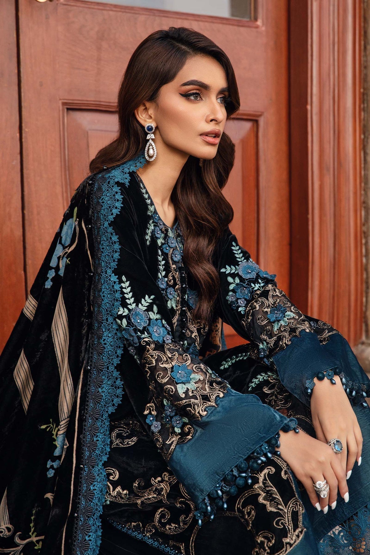 Maria B | Winter Luxe 24 | Velvet DL-1208 by Designer Maria B - House of Maryam - Pakistani Designer Ethnic Wear in {{ shop.shopifyCountryName }}