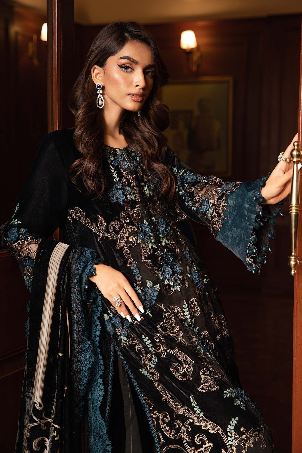 Maria B | Winter Luxe 24 | Velvet DL-1208 by Designer Maria B - House of Maryam - Pakistani Designer Ethnic Wear in {{ shop.shopifyCountryName }}