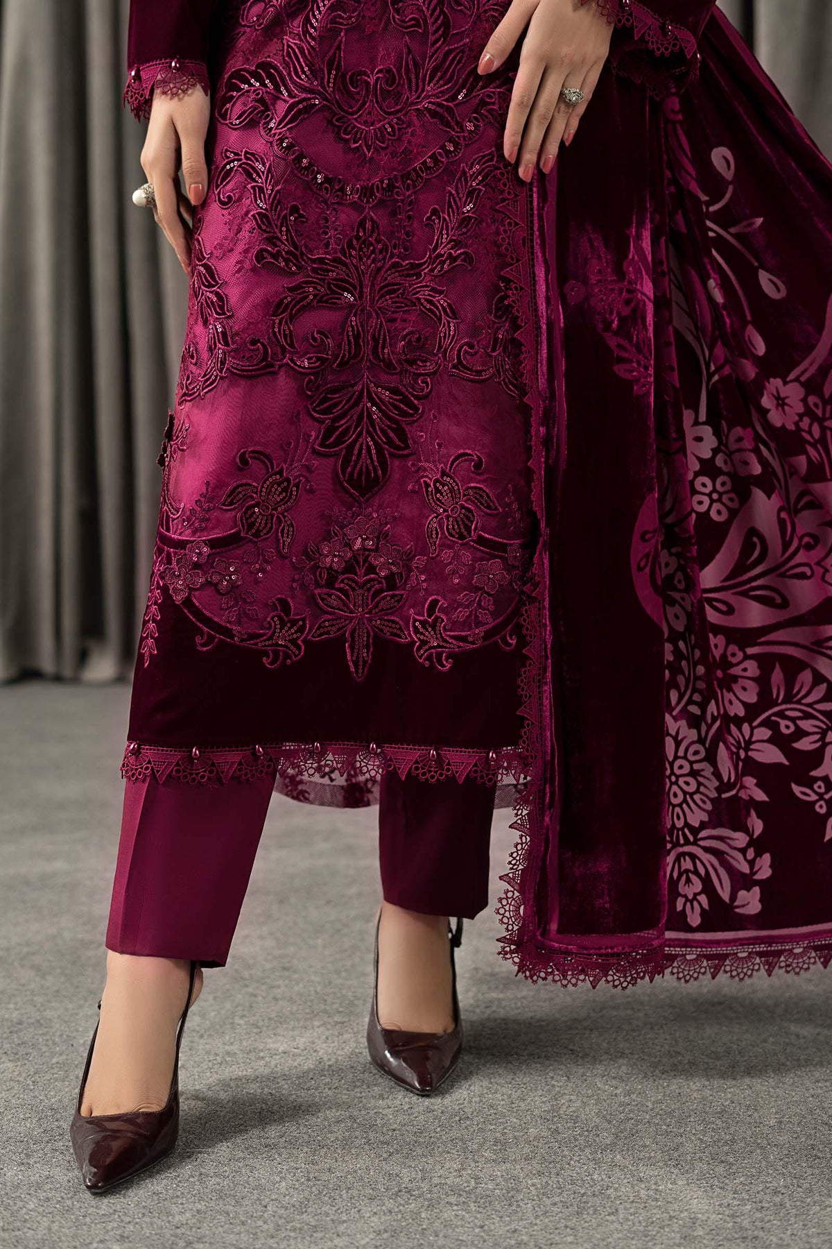 Maria B | Winter Luxe Pret 25 | WLS-1308-Maroon, image 7