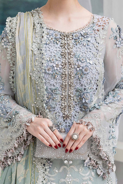 Maria B | Embroidered Chiffon Suit | MPC-25-108 -  Maria B Unstitched Chiffon - Original Designer Dress - House of Maryam