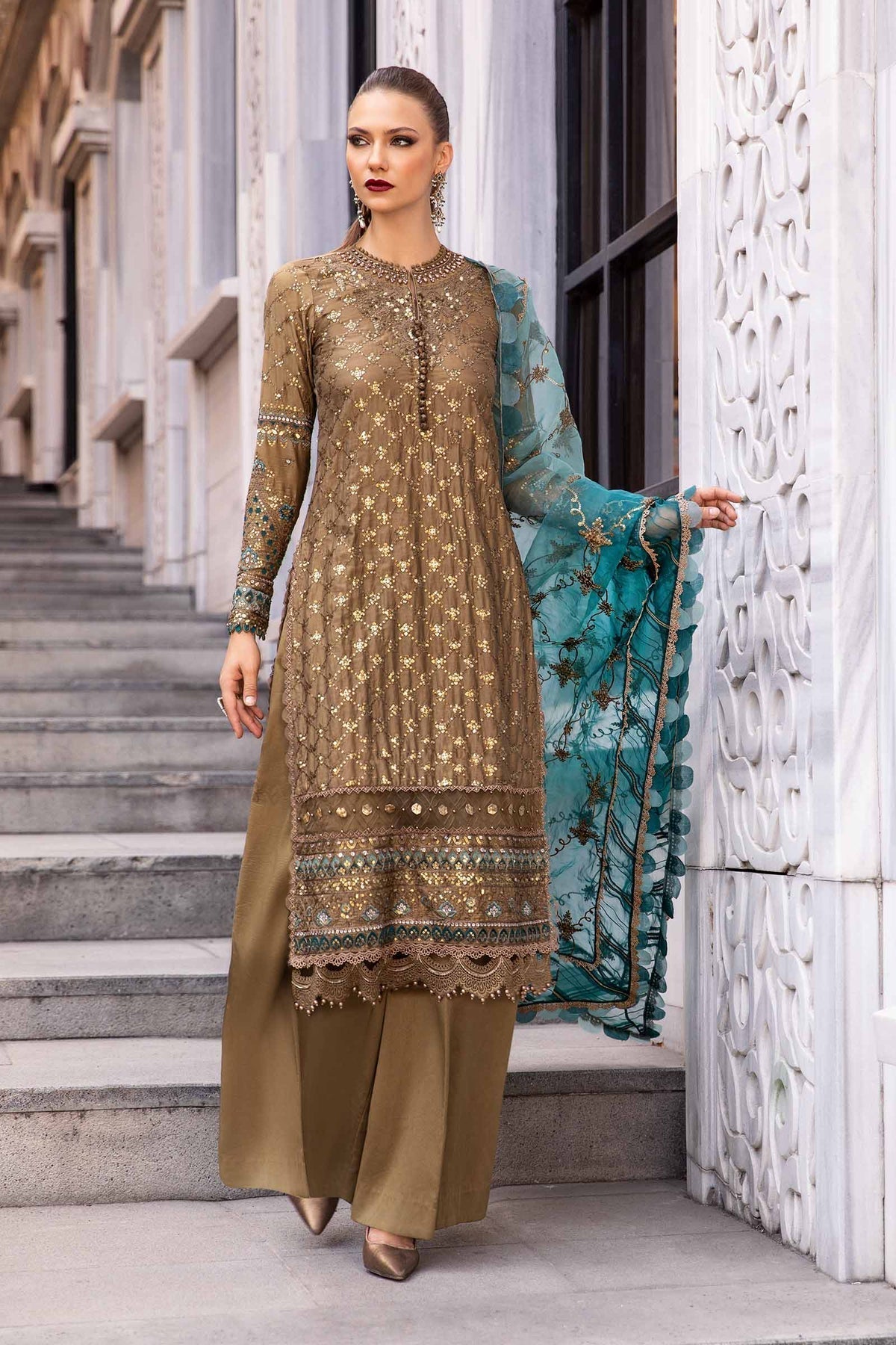 Maria B | Sateen Formals 24 | CST-808 -  Maria B Formal - Original Designer Dress - House of Maryam