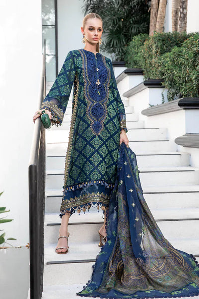 Maria B | Luxury Lawn | EL-23-08-Blue -  Maria B Luxury - Original Designer Dress - House of Maryam