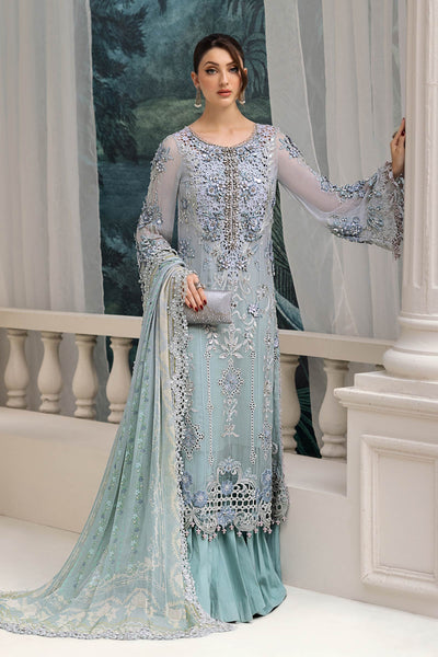 Maria B | Embroidered Chiffon Suit | MPC-25-108 -  Maria B Unstitched Chiffon - Original Designer Dress - House of Maryam