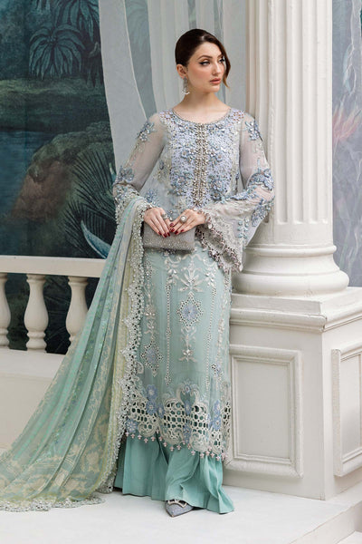 Maria B | Embroidered Chiffon Suit | MPC-25-108 -  Maria B Unstitched Chiffon - Original Designer Dress - House of Maryam