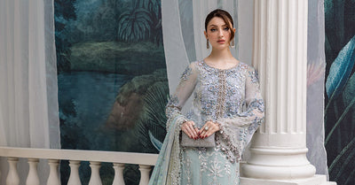 Maria B | Embroidered Chiffon Suit | MPC-25-108 -  Maria B Unstitched Chiffon - Original Designer Dress - House of Maryam