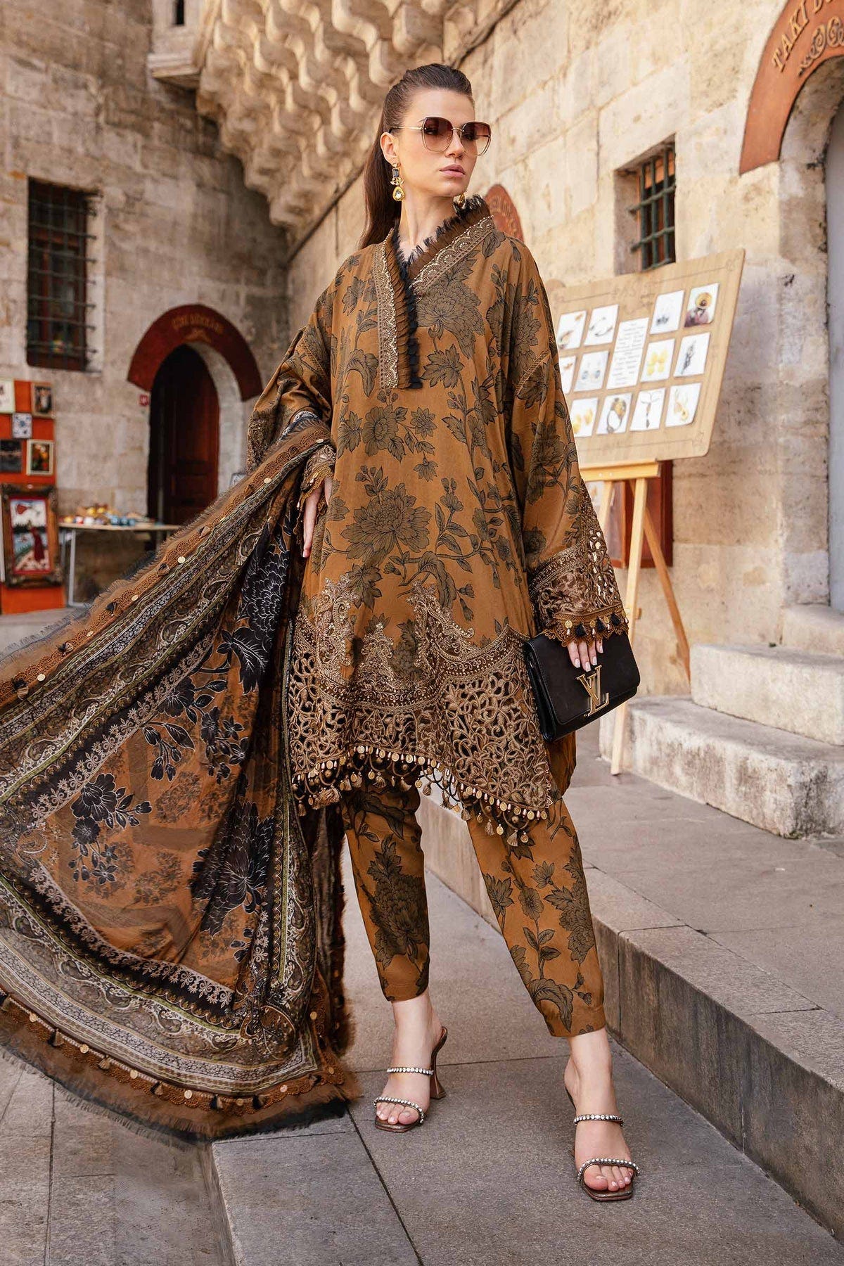 Maria B | M Prints Fall Edit 24 |  MPT-2309-A -  Maria B Luxury - Original Designer Dress - House of Maryam