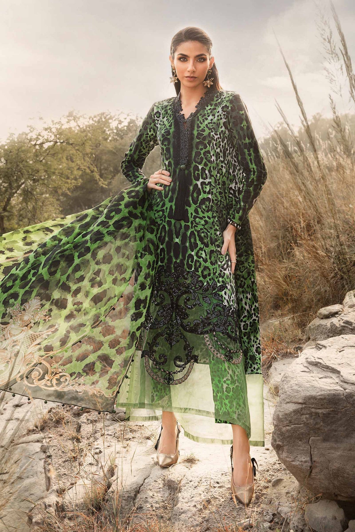 Maria B | M Prints Winter 24 | MPT-2409-A -  Maria B Ladies Clothes - Original Designer Dress - House of Maryam