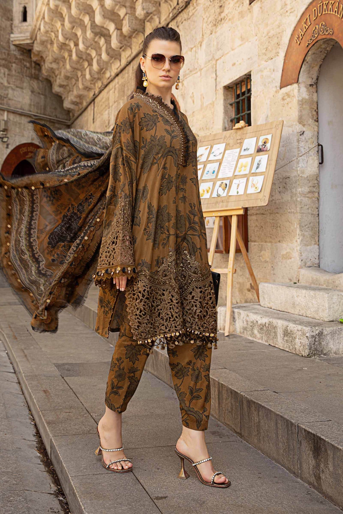 Maria B | M Prints Fall Edit 24 |  MPT-2309-A -  Maria B Luxury - Original Designer Dress - House of Maryam