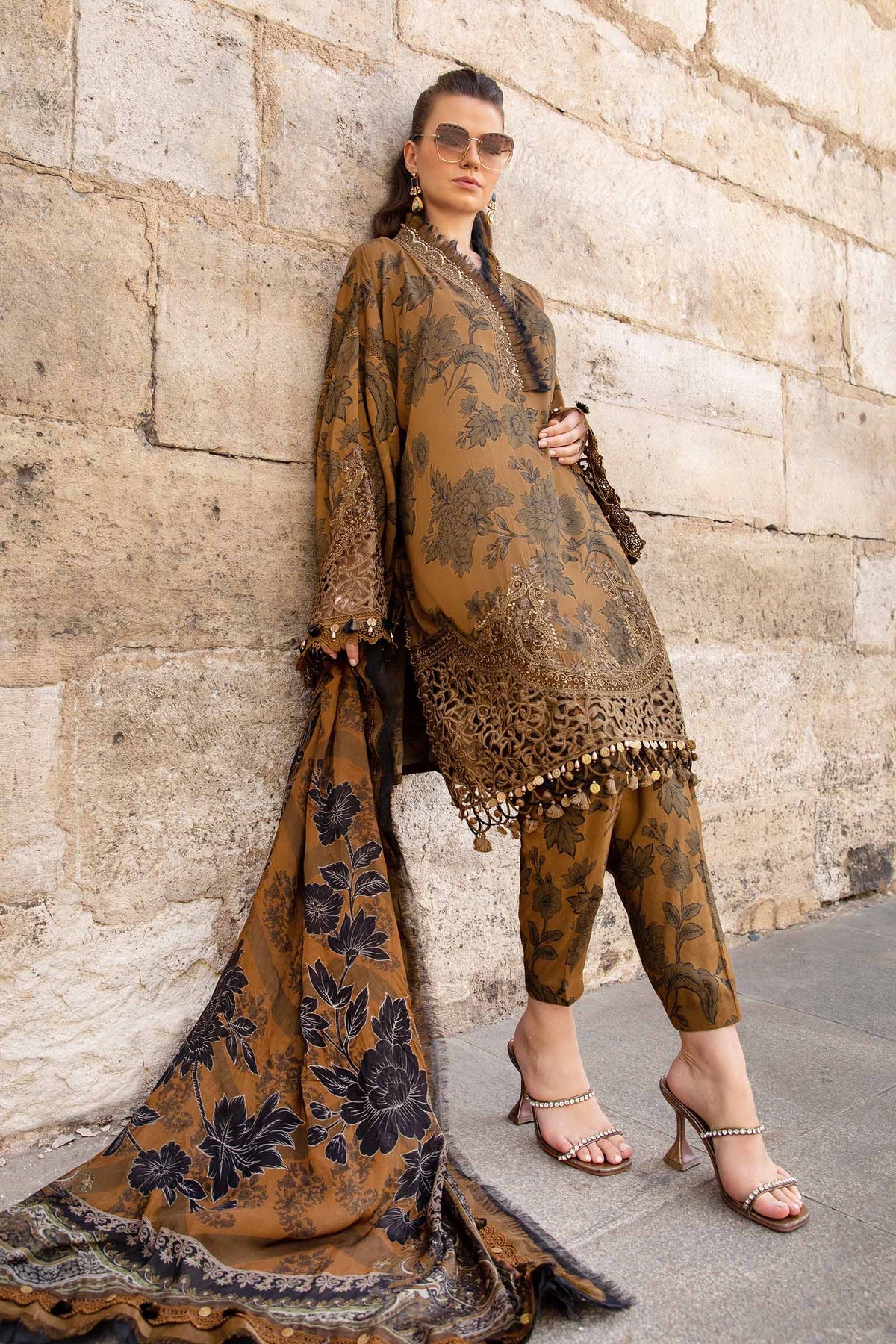 Maria B | M Prints Fall Edit 24 |  MPT-2309-A -  Maria B Luxury - Original Designer Dress - House of Maryam