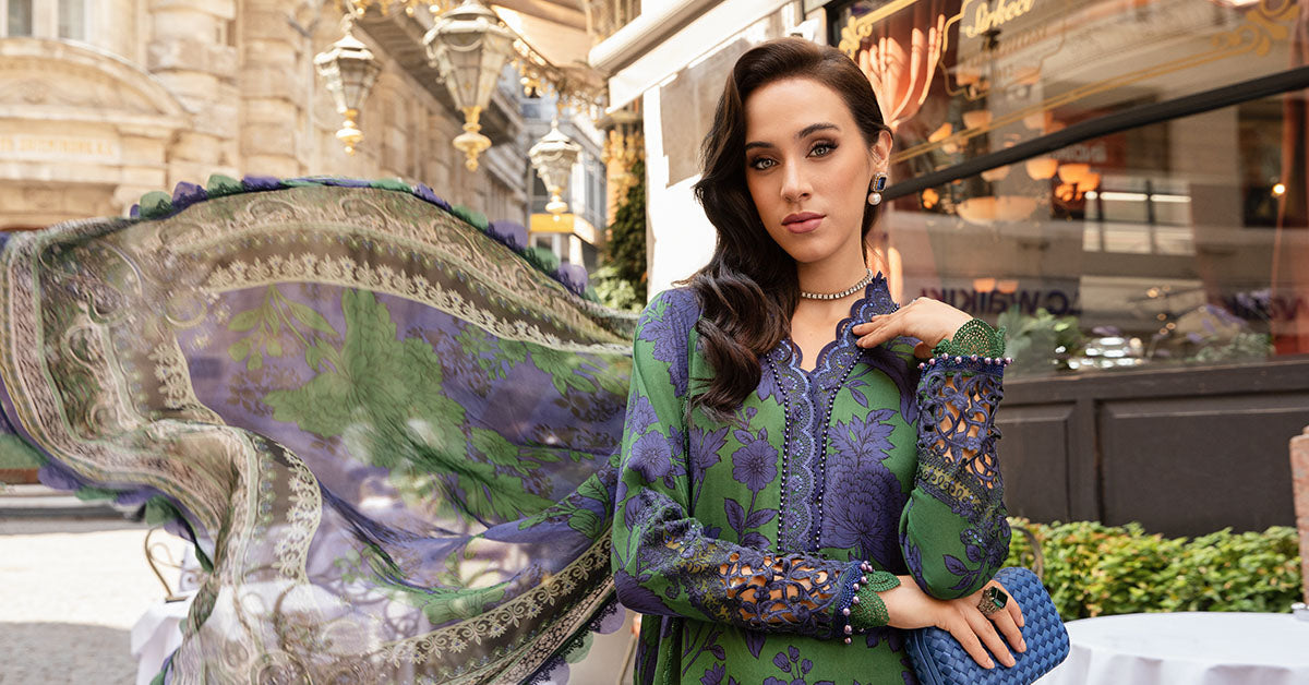 Maria B | M Prints Fall Edit 24 | MPT-2309-B -  Maria B Luxury - Original Designer Dress - House of Maryam