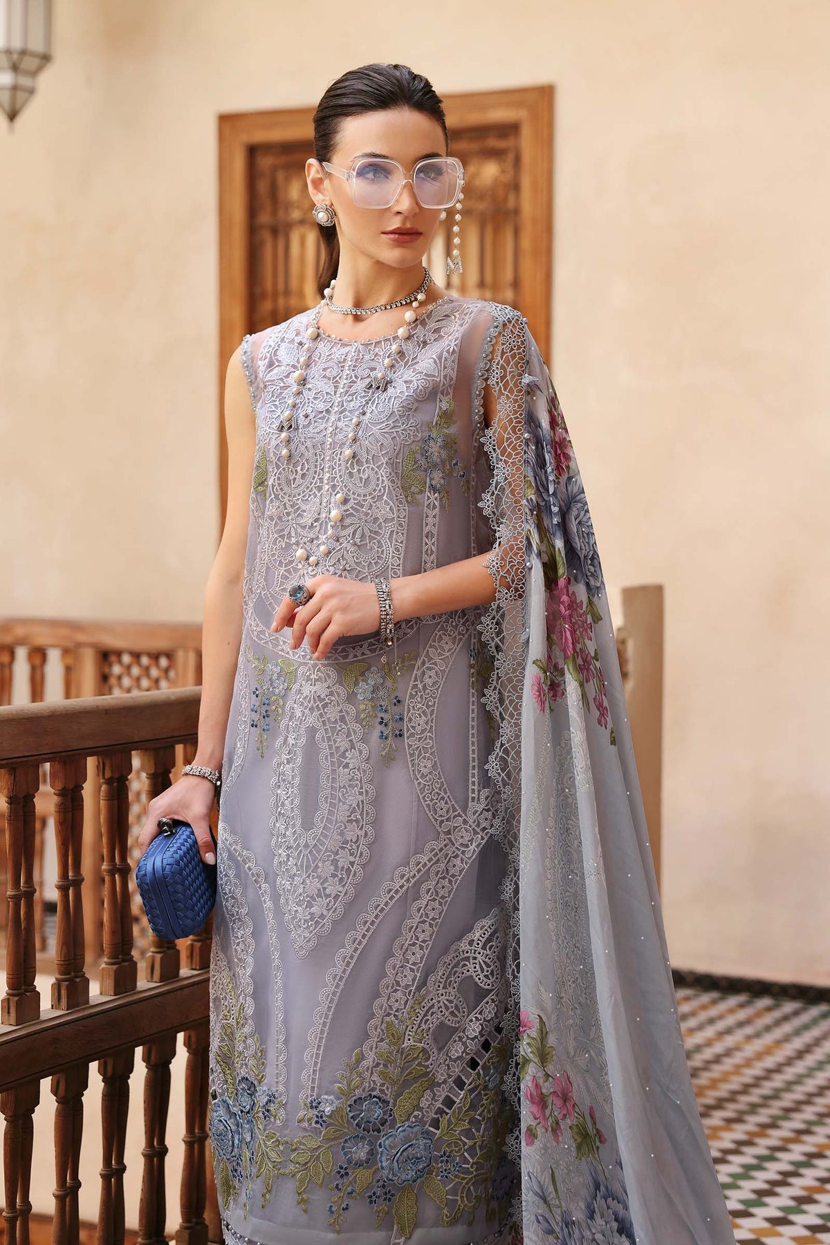 Maria B | Luxury Lawn 25 | D-2509-B -  Maria B Ladies Clothes - Original Designer Dress - House of Maryam
