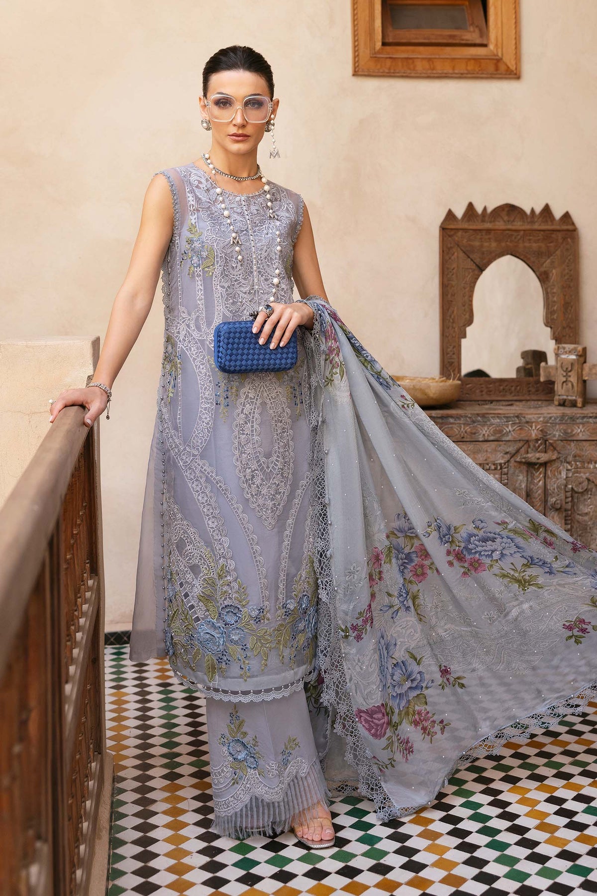 Maria B | Luxury Lawn 25 | D-2509-B -  Maria B Ladies Clothes - Original Designer Dress - House of Maryam