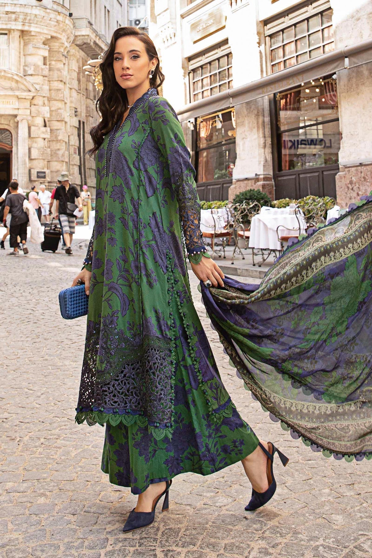 Maria B | M Prints Fall Edit 24 | MPT-2309-B -  Maria B Luxury - Original Designer Dress - House of Maryam