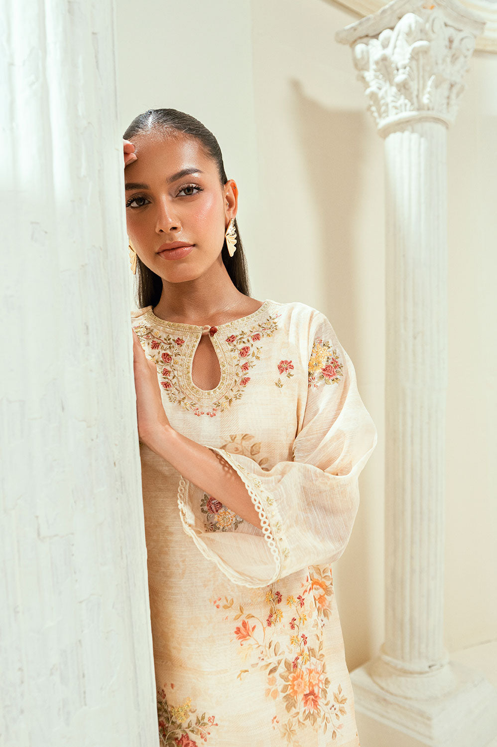 Dhanak | Signature Pret | SS24DA-2586 BEIGE -  Dhanak Ladies Clothes - Original Designer Dress - House of Maryam