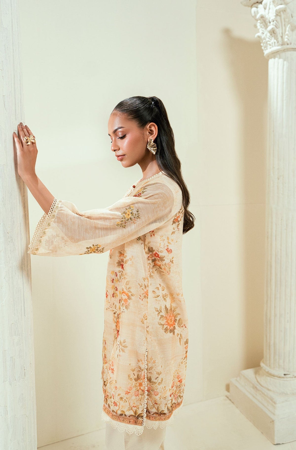 Dhanak | Signature Pret | SS24DA-2586 BEIGE -  Dhanak Ladies Clothes - Original Designer Dress - House of Maryam