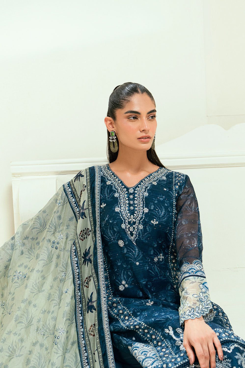 Dhanak | Signature Pret | SS25DA-2695 NAVY BLUE -  Dhanak Ladies Clothes - Original Designer Dress - House of Maryam