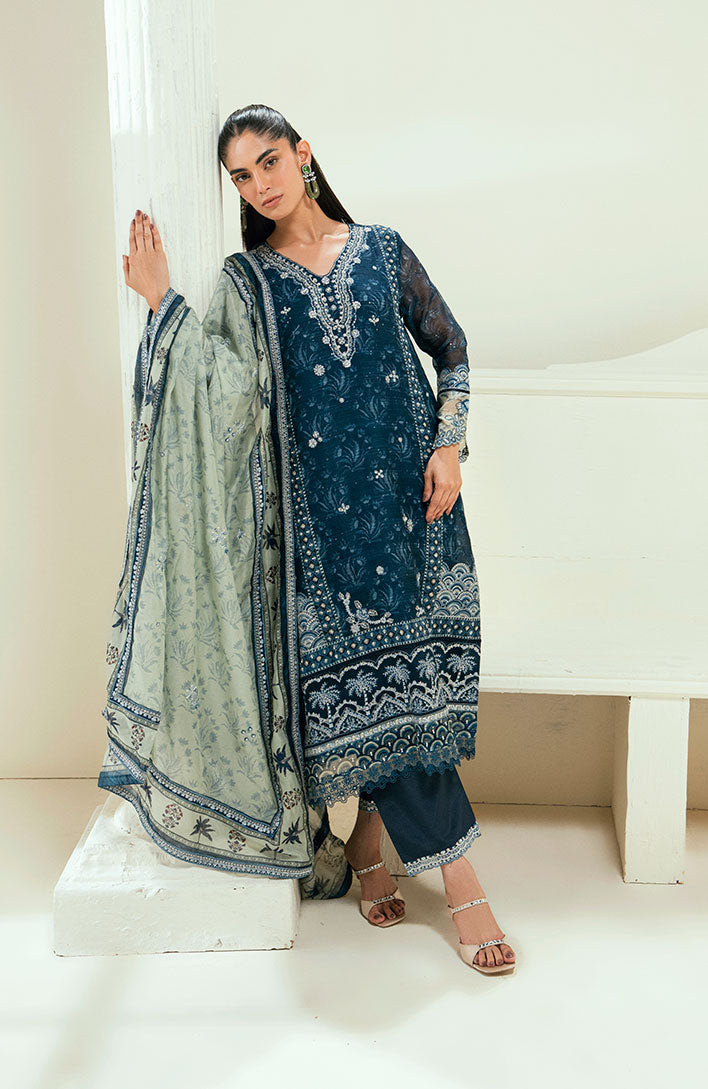 Dhanak | Signature Pret | SS25DA-2695 NAVY BLUE -  Dhanak Ladies Clothes - Original Designer Dress - House of Maryam