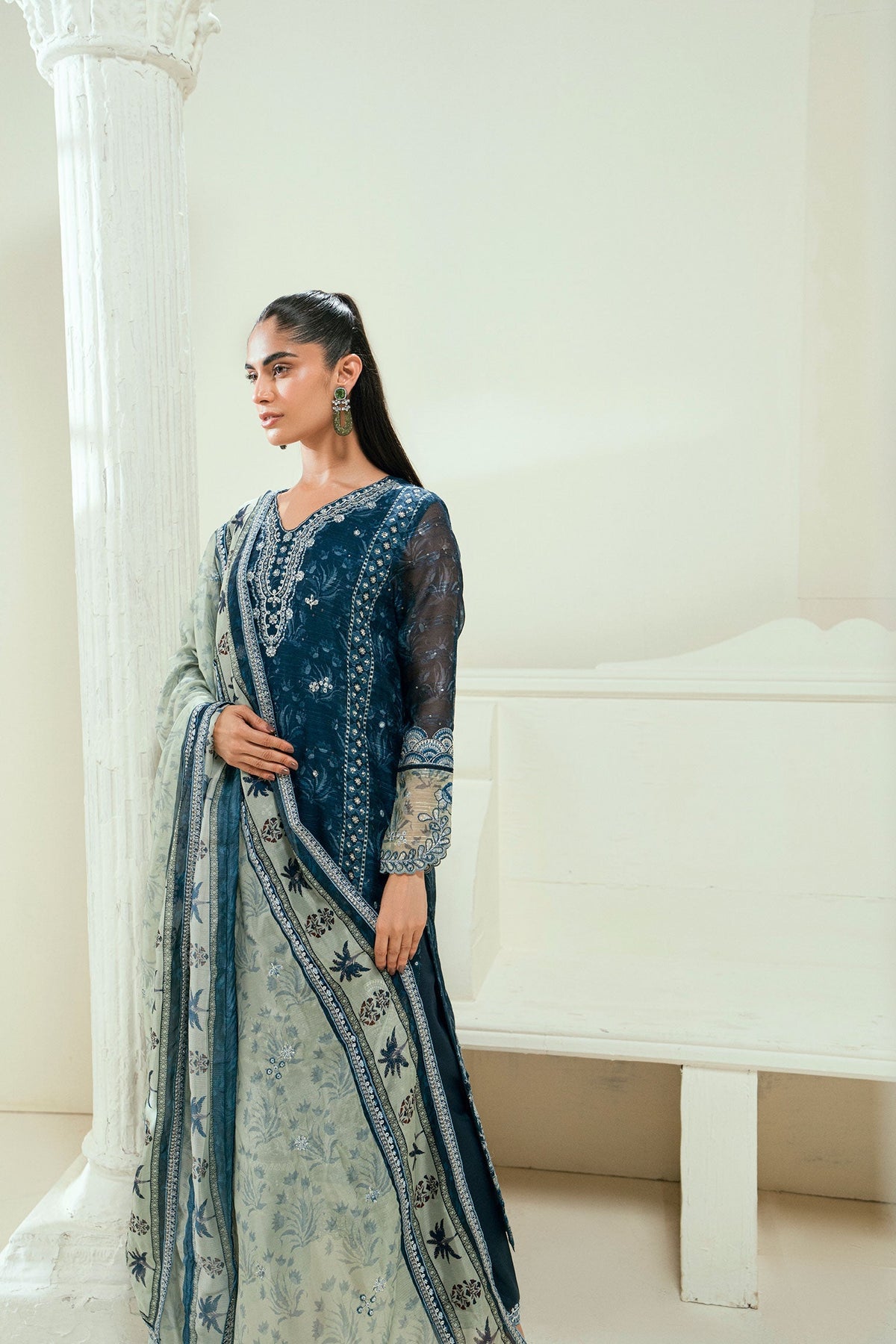 Dhanak | Signature Pret | SS25DA-2695 NAVY BLUE -  Dhanak Ladies Clothes - Original Designer Dress - House of Maryam