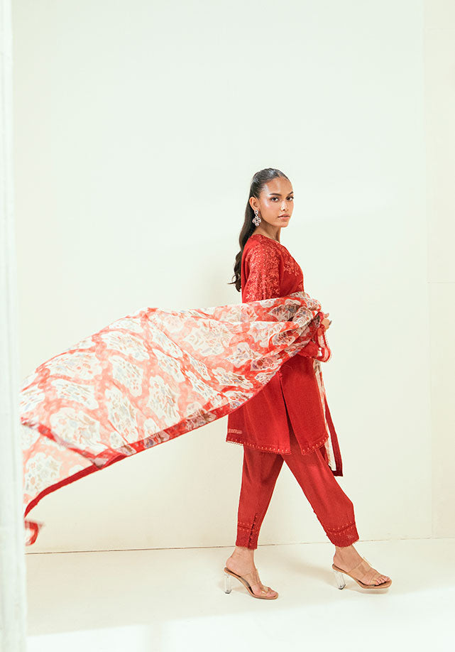 Dhanak | Signature Pret | SS25DA-2698 RED -  Dhanak Ladies Clothes - Original Designer Dress - House of Maryam