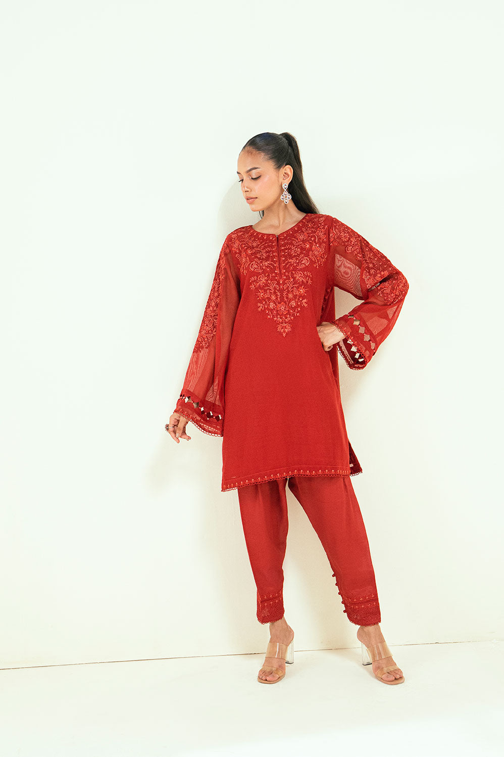 Dhanak | Signature Pret | SS25DA-2698 RED -  Dhanak Ladies Clothes - Original Designer Dress - House of Maryam