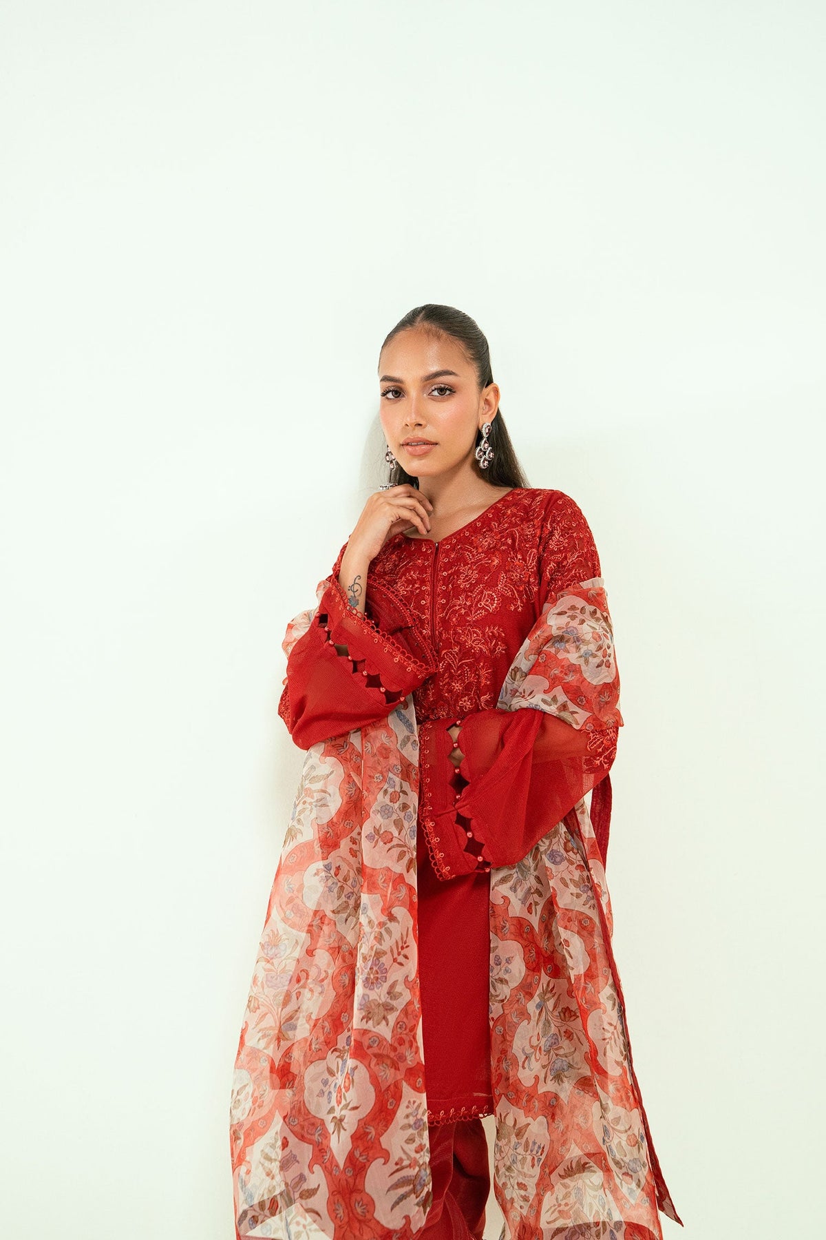Dhanak | Signature Pret | SS25DA-2698 RED -  Dhanak Ladies Clothes - Original Designer Dress - House of Maryam