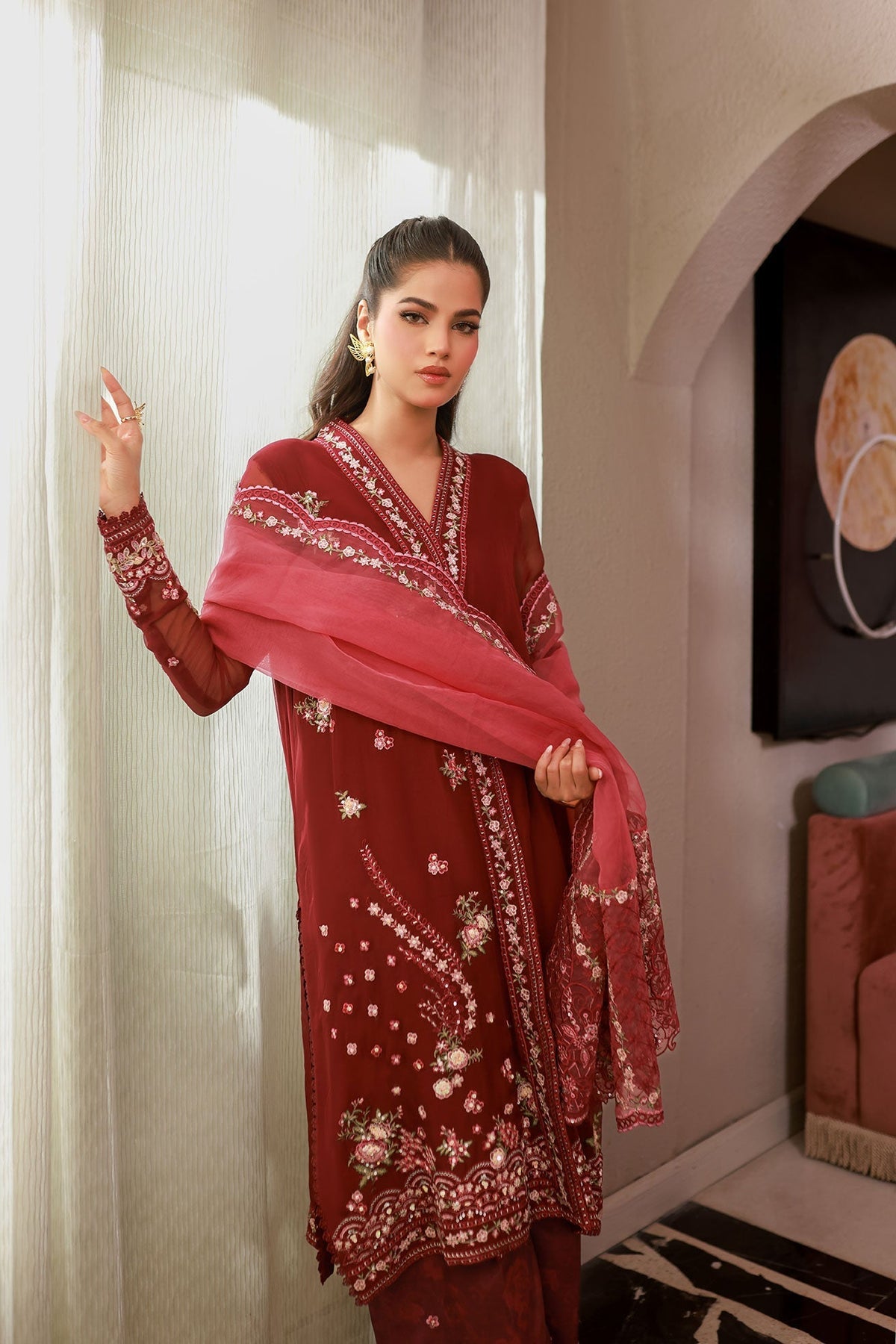 Dhanak | Chiffon Pret | SS25DA-2719 -  Dhanak Ladies Clothes - Original Designer Dress - House of Maryam