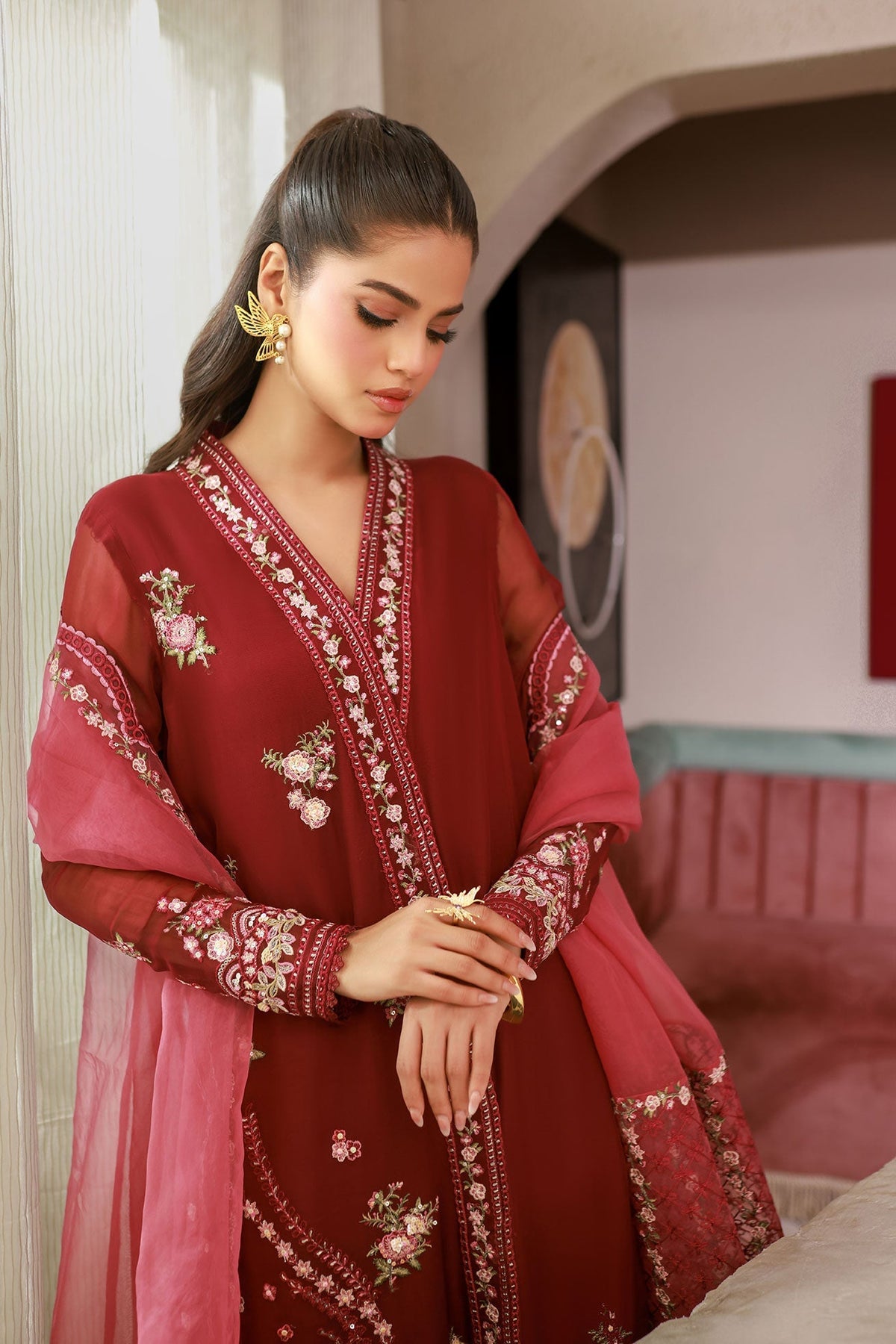 Dhanak | Chiffon Pret | SS25DA-2719 -  Dhanak Ladies Clothes - Original Designer Dress - House of Maryam