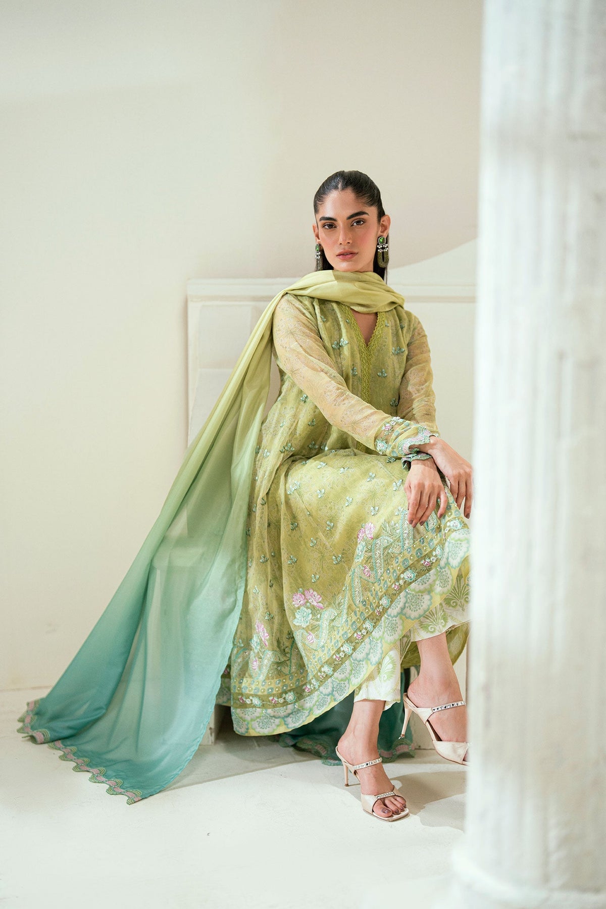 Dhanak | Signature Pret | SS25DA-2729 L-GREEN -  Dhanak Ladies Clothes - Original Designer Dress - House of Maryam